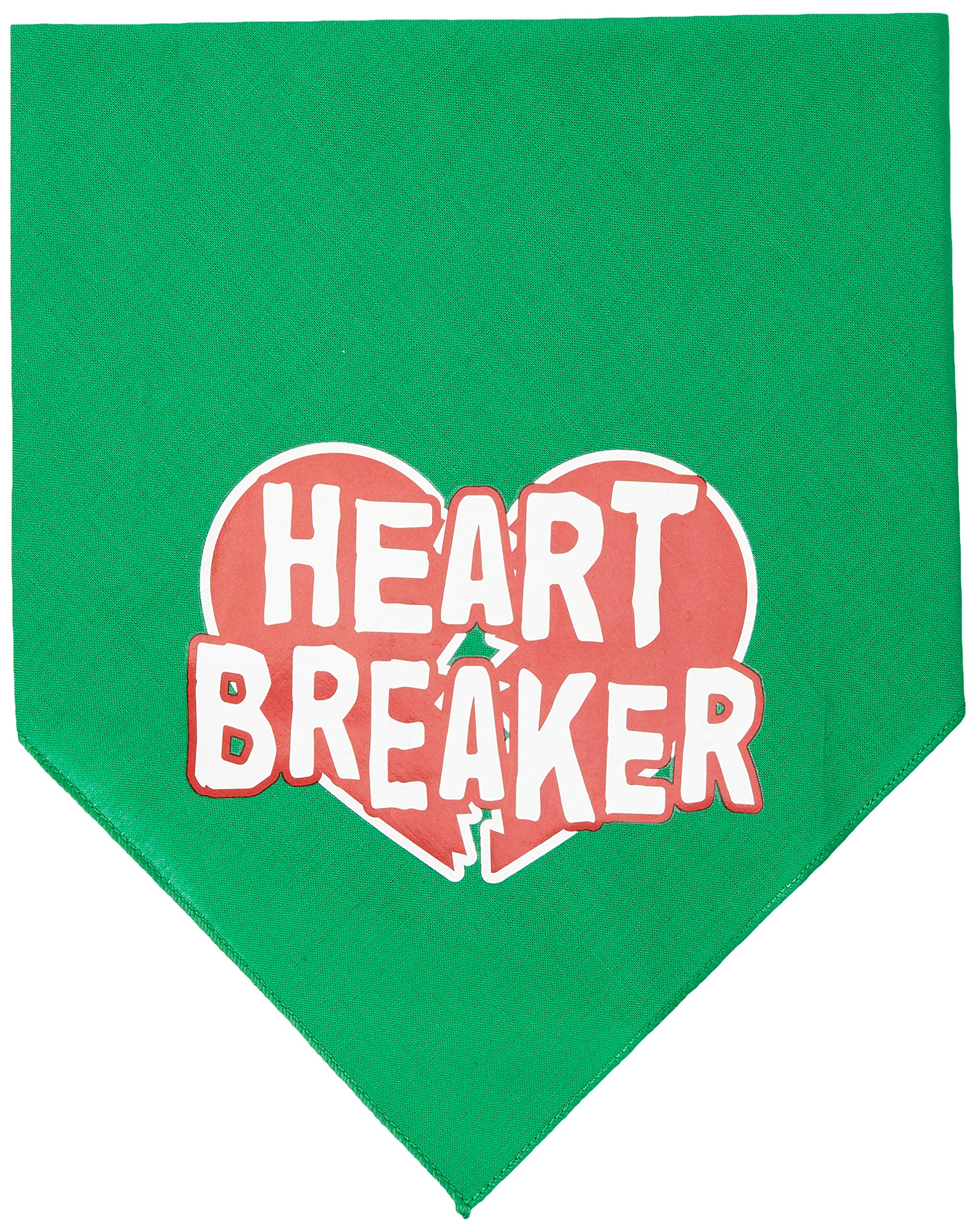Pet and Dog Bandana Screen Printed, &quot;Heart Breaker&quot; Emerald Green Small