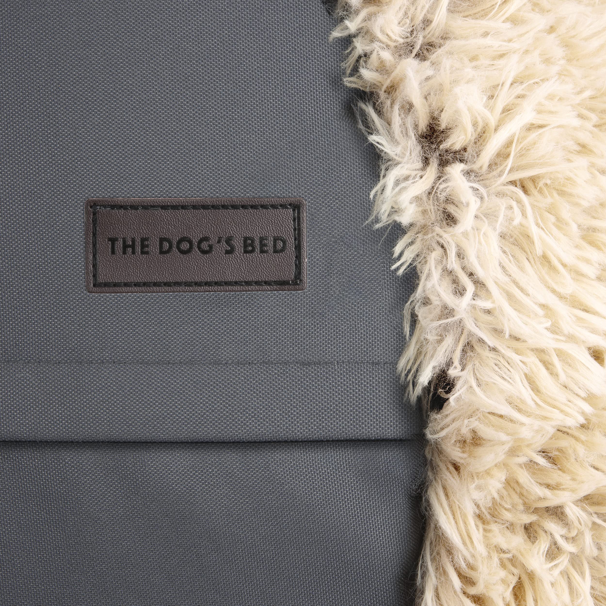 The Dogs Bed Sound Sleep Donut Dog Bed, XXL Dog Beige Fur Calming Nest Bed Removable Cover, Veterinary Approved