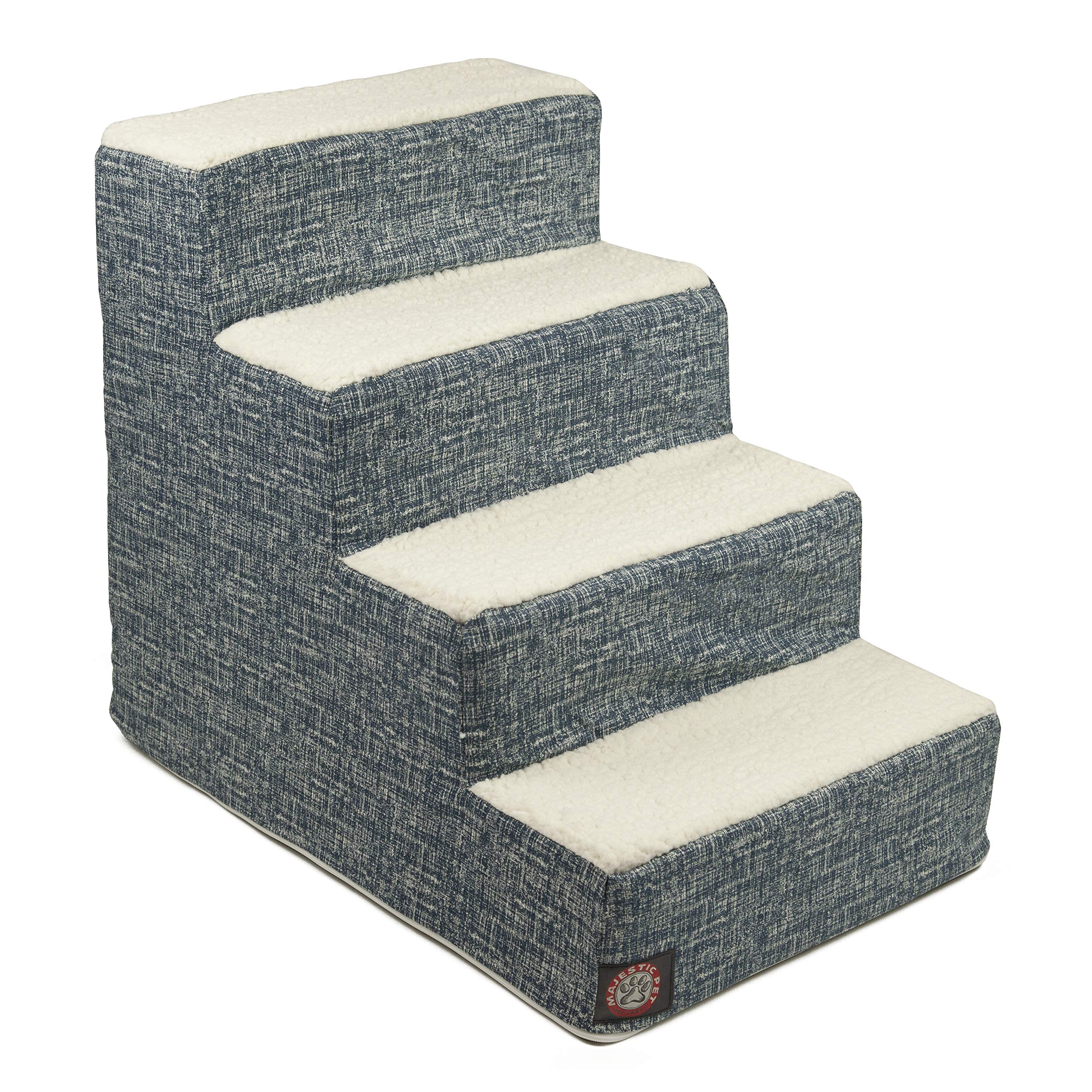 Majestic Pet 4 Step Portable Dog Stairs for Small Dogs to get on Bed Supports 25 lbs or Less -Dog Steps for High Bed with Machin