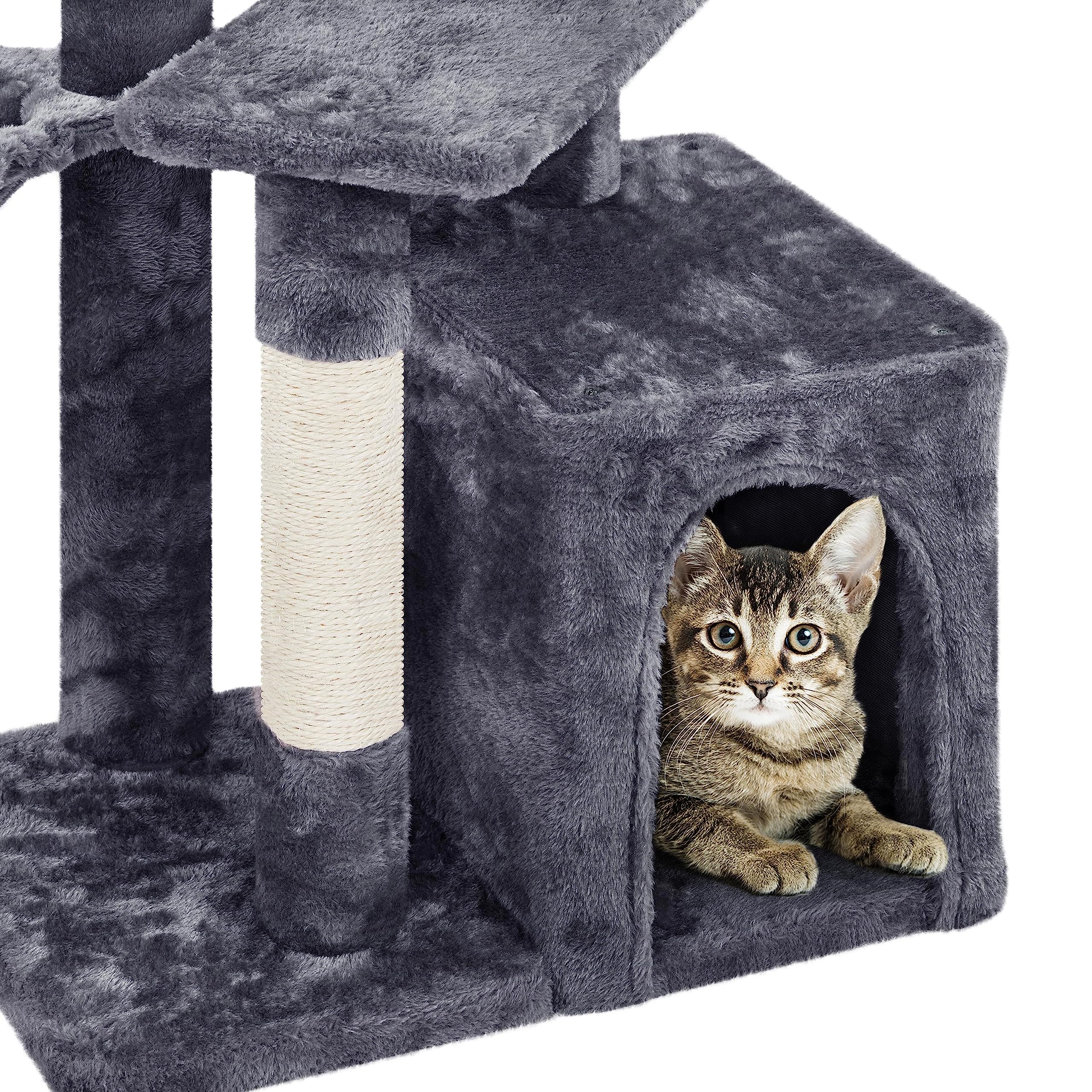 Yaheetech Cat Tree, Plush Covered Cat Tower For Indoor Cats, Cute Cat Condo With Scratching Post & Pad, 34.5In Multi-Level Cat Furniture Activity Center Cat Bed W/Dangling Ball & Platform For Kittens