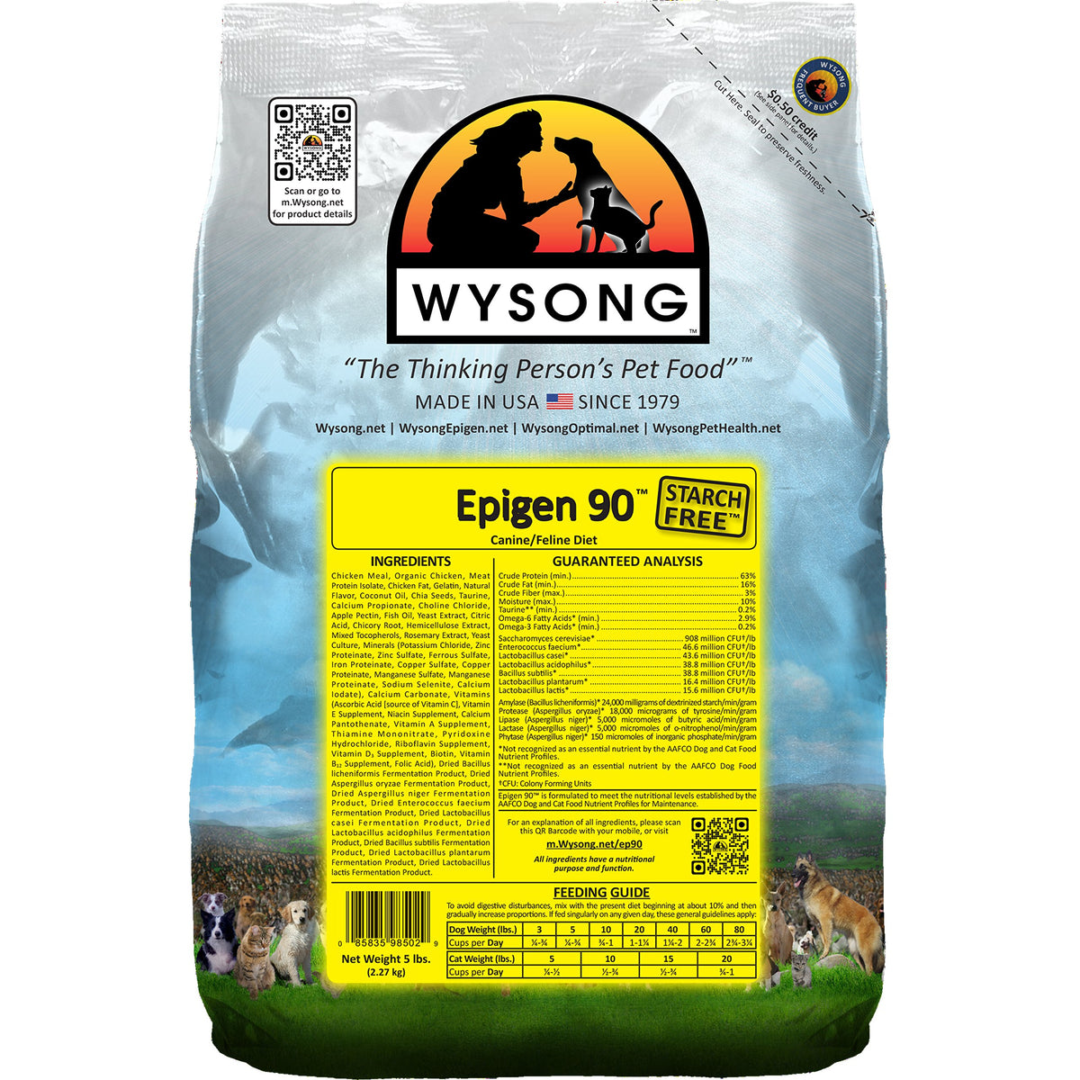 Wysong Epigen 90 Starch Free Canine Feline Dry Formula Dog Cat Food (Wdcfe905), Chicken, 5Pounds