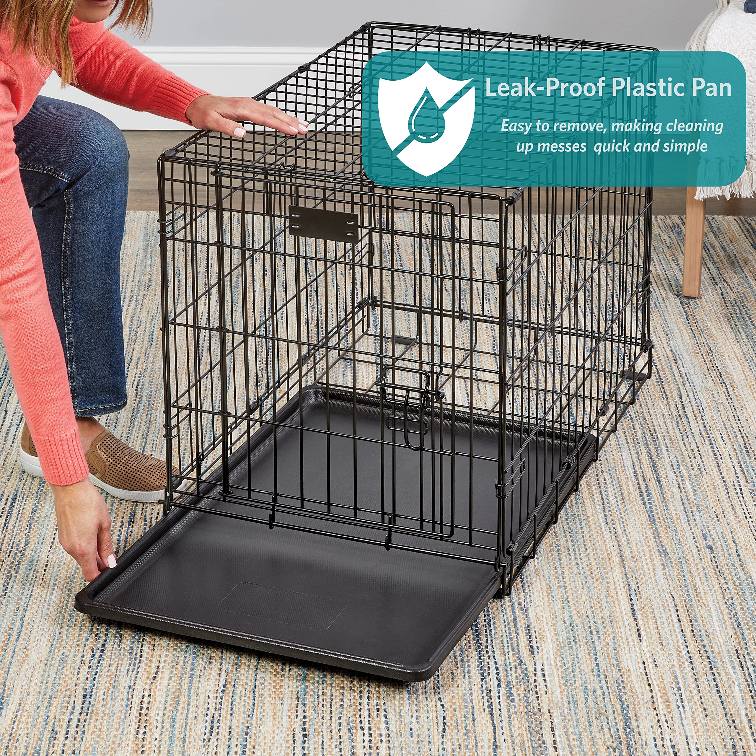 Midwest Homes For Pets Newly Enhanced Double Door Icrate Dog Crate, Includes Leak-Proof Pan, Floor Protecting Feet, Divider Panel & New Patented Features