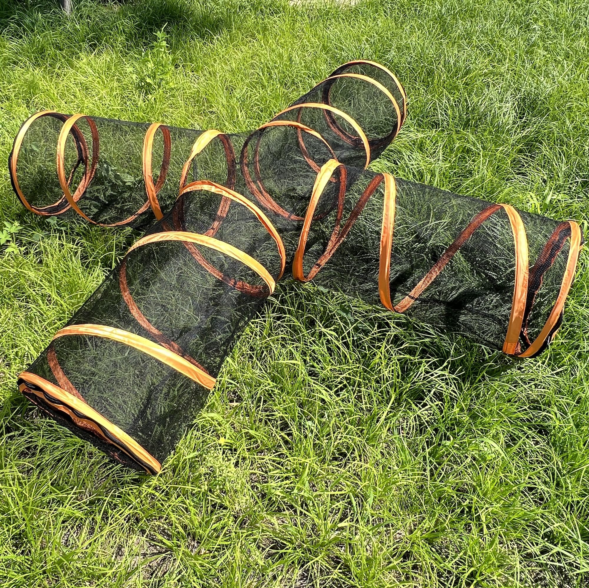 Outdoor Indoor Pet Cross Tunnel, Easy Assembly Pop-Up Mesh Cat Play Toy, Portable Foldable Soft Enclosure For Kitty Puppy Rabbit