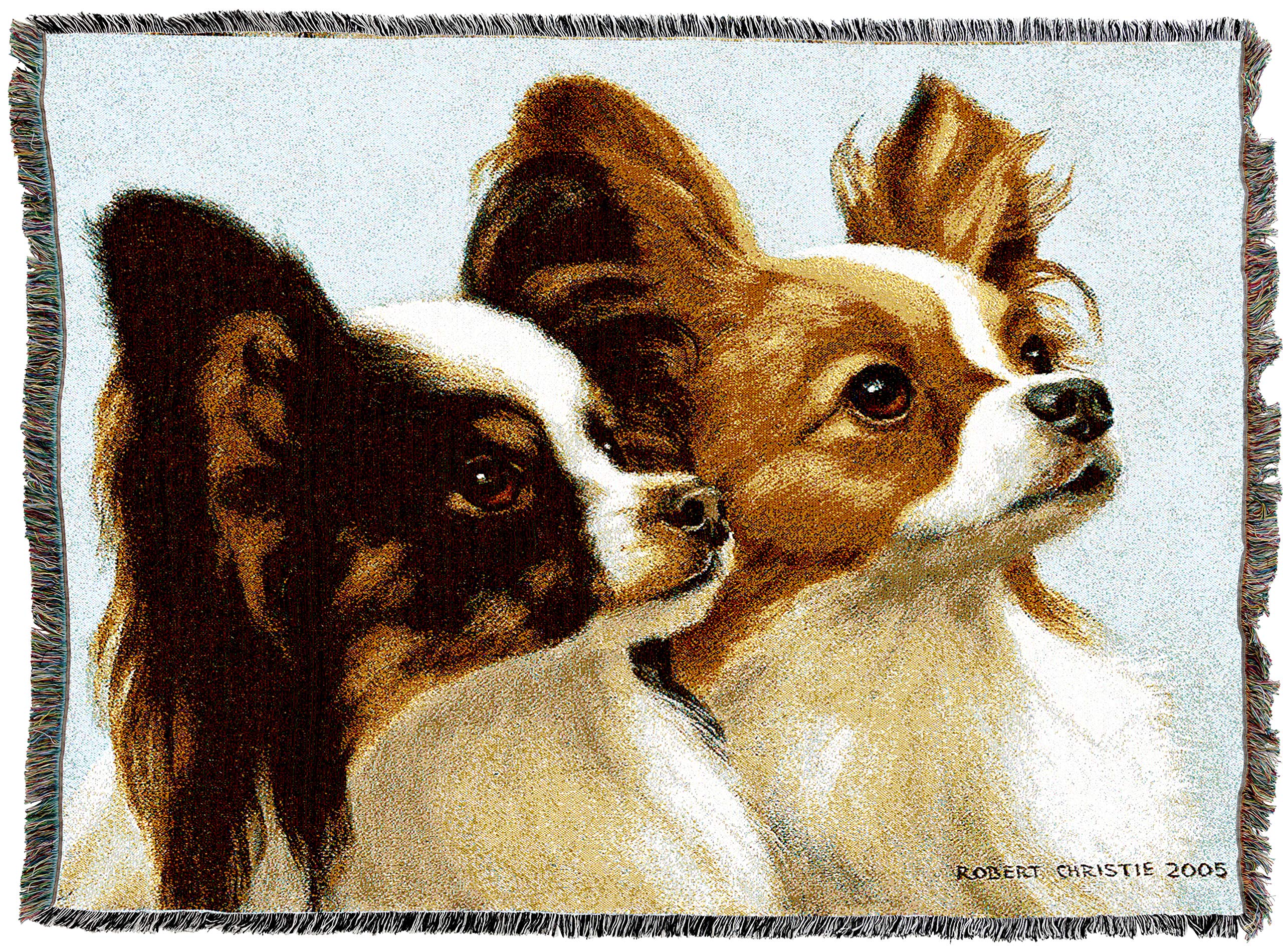 Pure Country Weavers Papillion Blanket by Bob Christie - Gift for Dog Lovers - Tapestry Throw Woven from Cotton - Made in The US