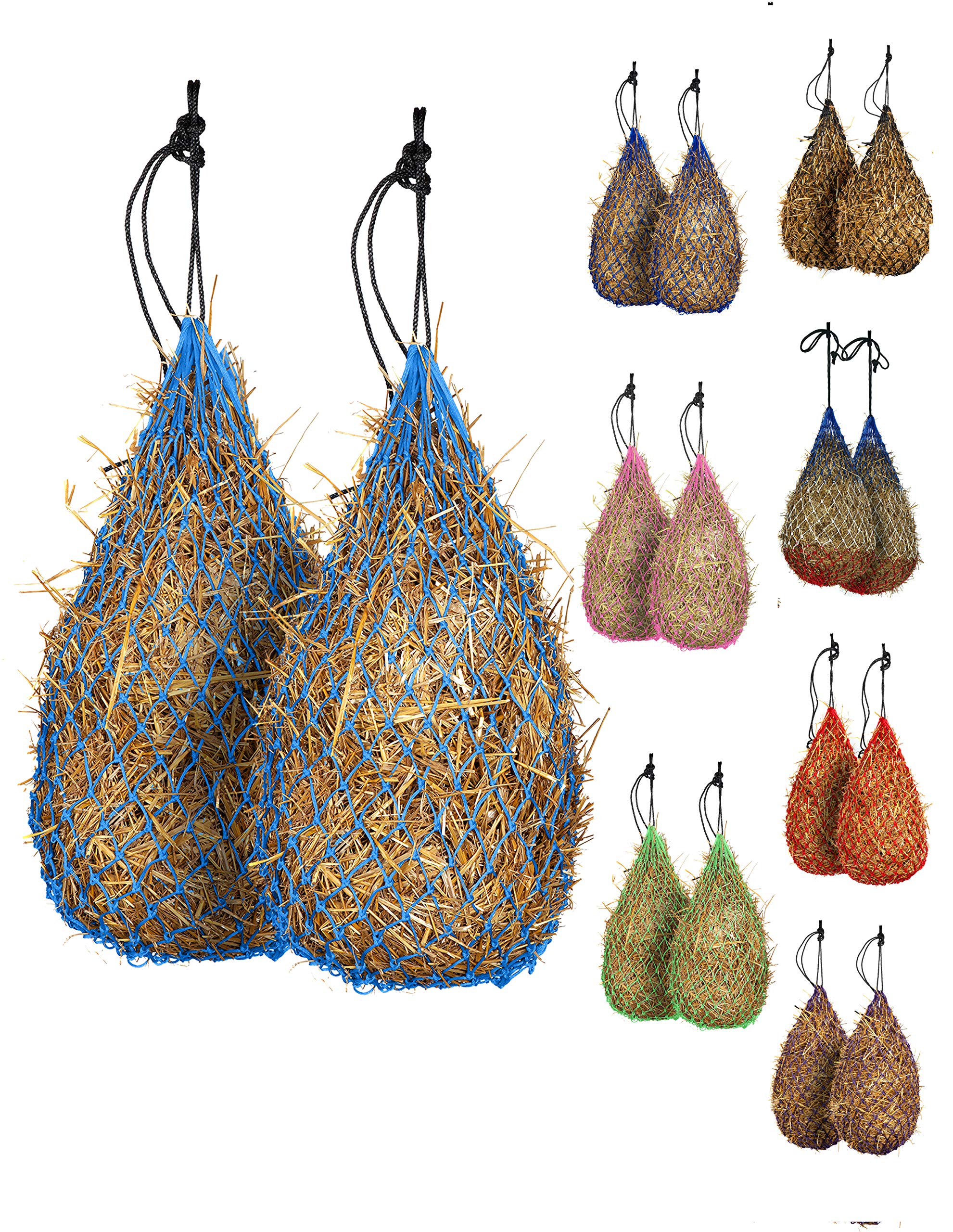 Majestic Ally 2 Pcs 42'' Long And 2.0''X 2.0'' Holed Hay Net For Horses, Adjustable Travel Feeder, Regulate Intake Of Hay Hence 