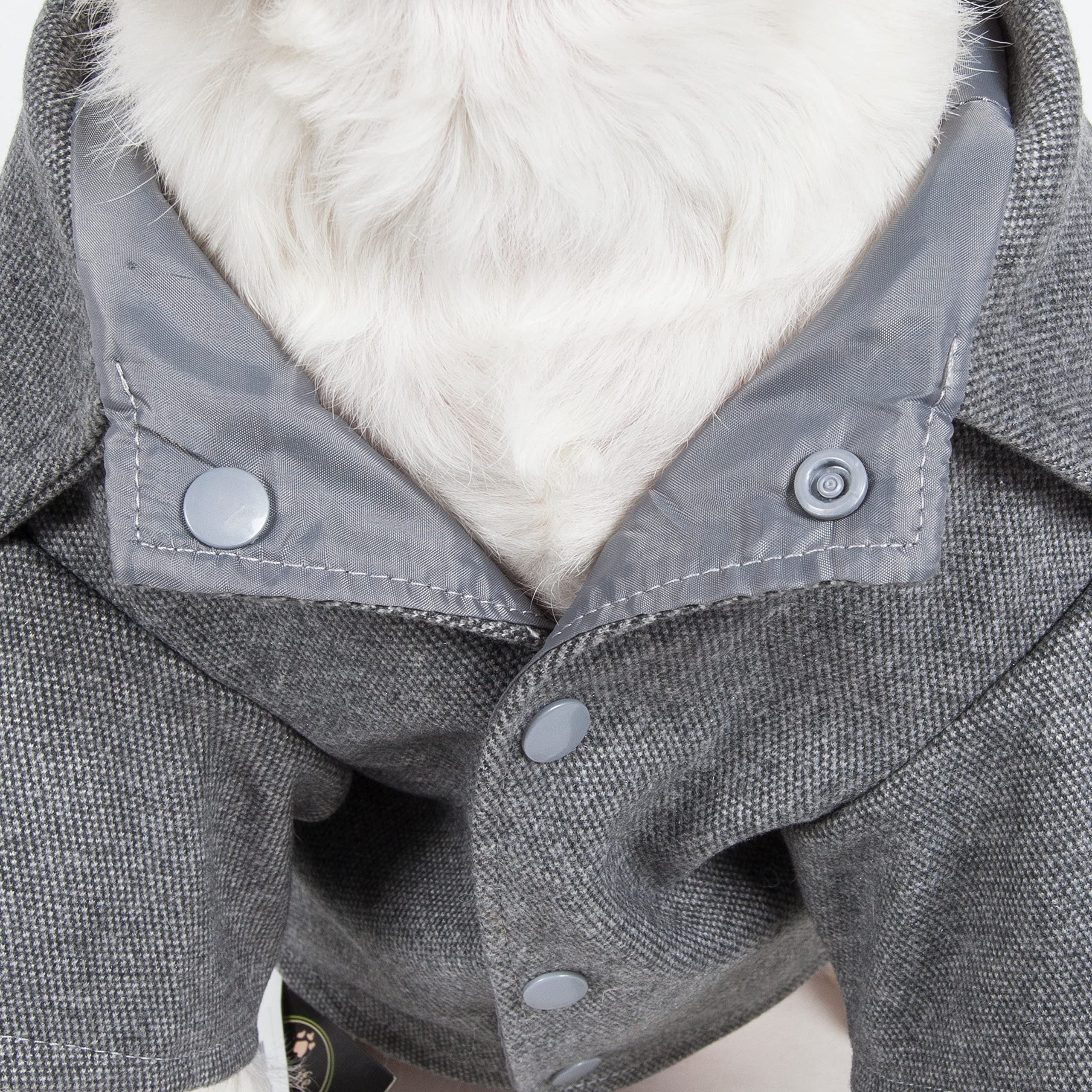 Pet Life Military Rivited Designer Wool Fall and Winter Dog Coat - Featuring Designer Dog Collars and Trims with Belly snap encl