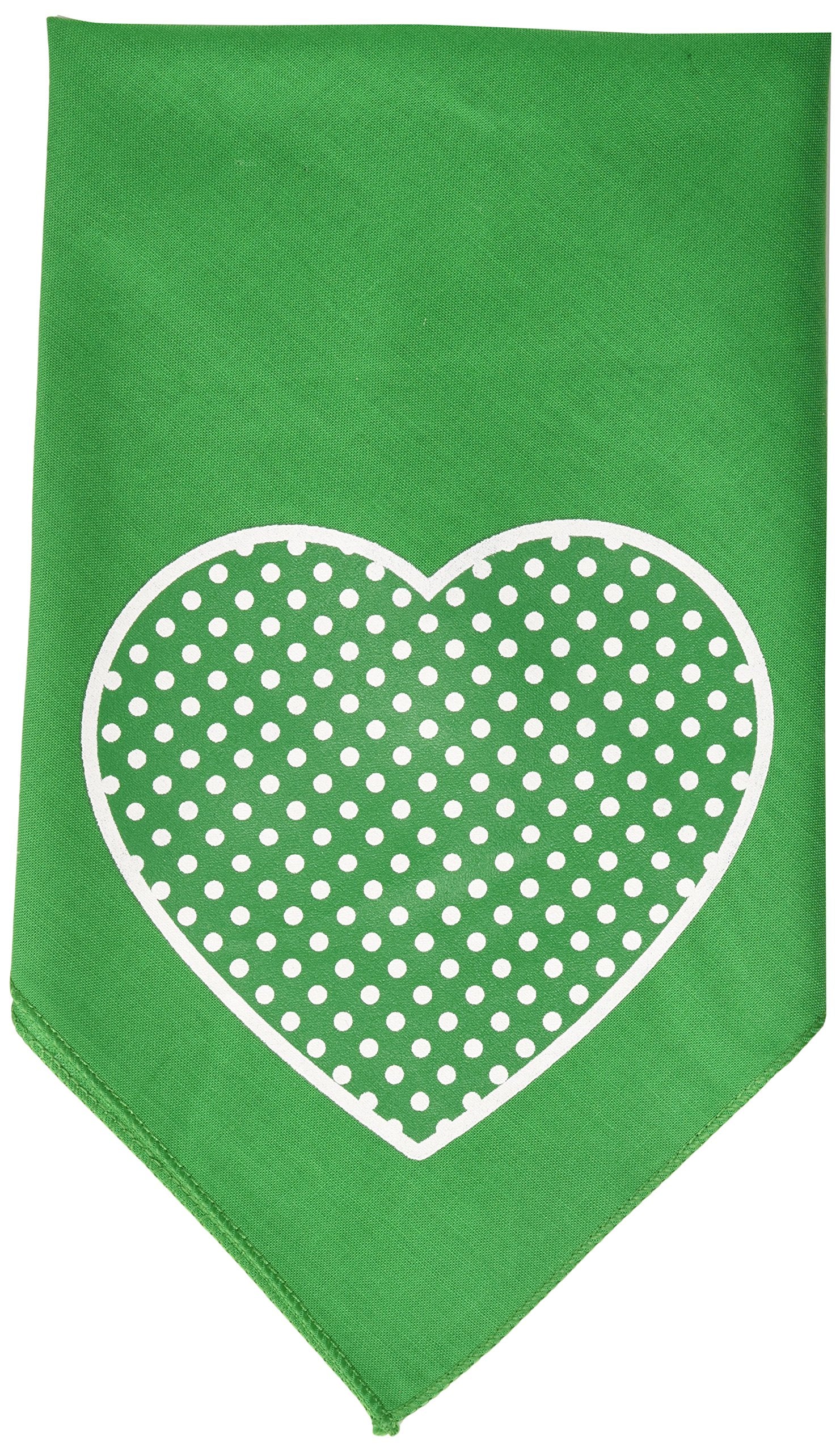 Mirage Pet Products Green Swiss Dot Heart Screen Print Bandana for Pets, Small, Emerald Green
