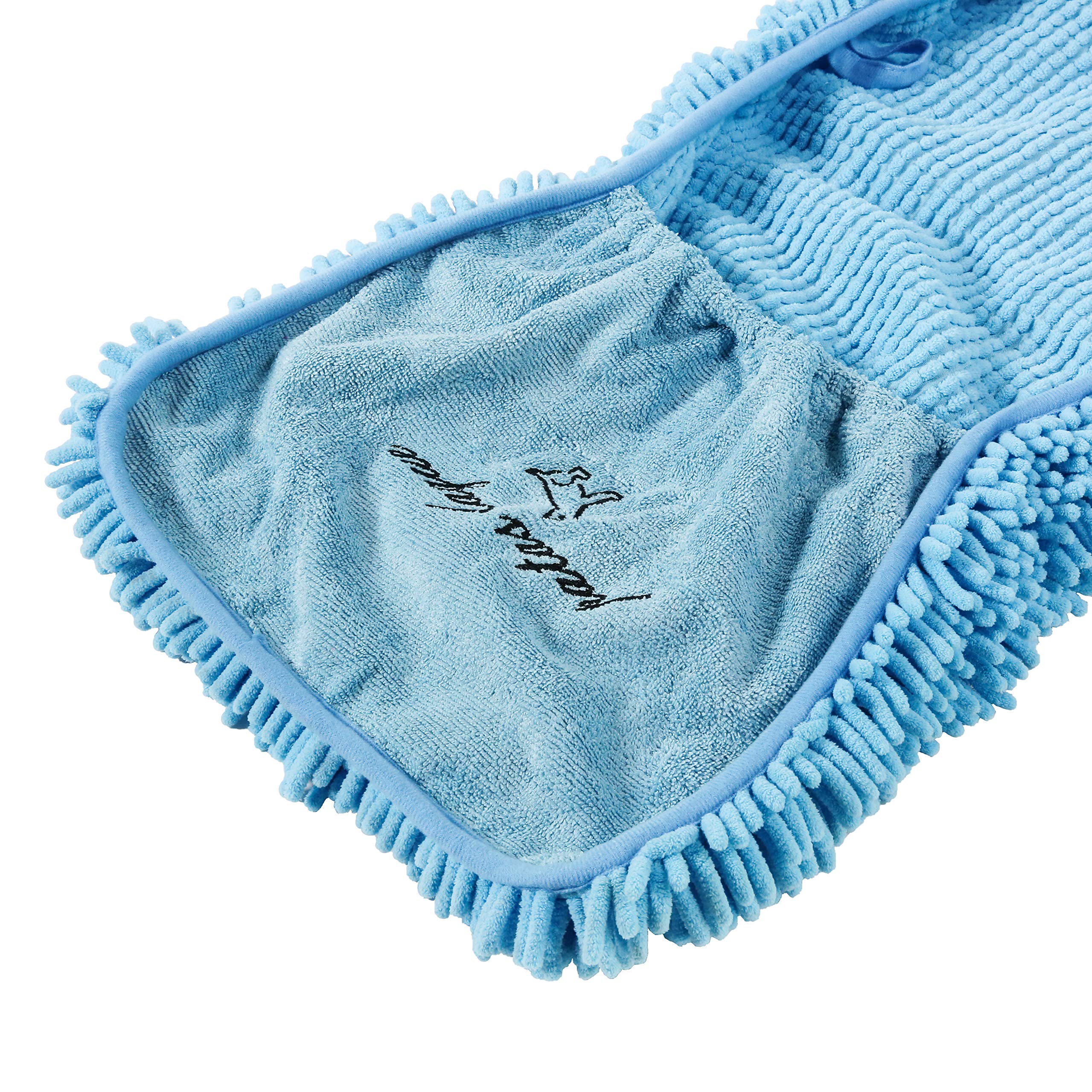 Patas Lague Absorbent Dog Towel For Drying Dogs Large, 35''X15'' Extra Large Microfiber Quick Drying Pet Bath Towel With Hand Pockets, Machine Washable Pet Shammy Blue