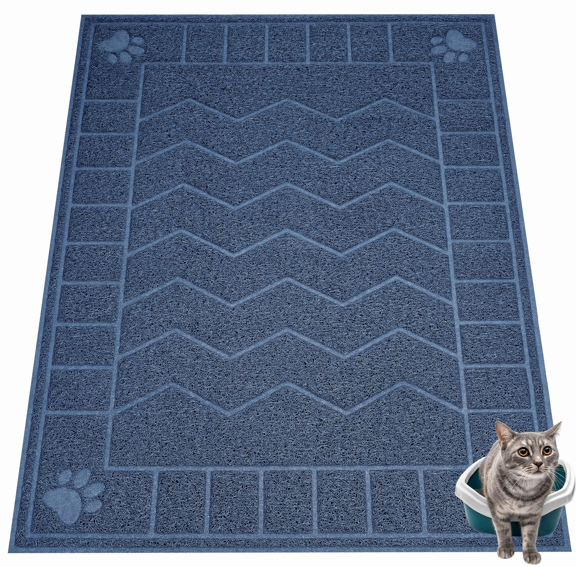 Motsamla Cat Litter Mat, Litter Trapping Mat Soft On Kitty Paws, 47'' X 35'' Kitten Litter Box Mat For Cleaner Floors, Waterproo