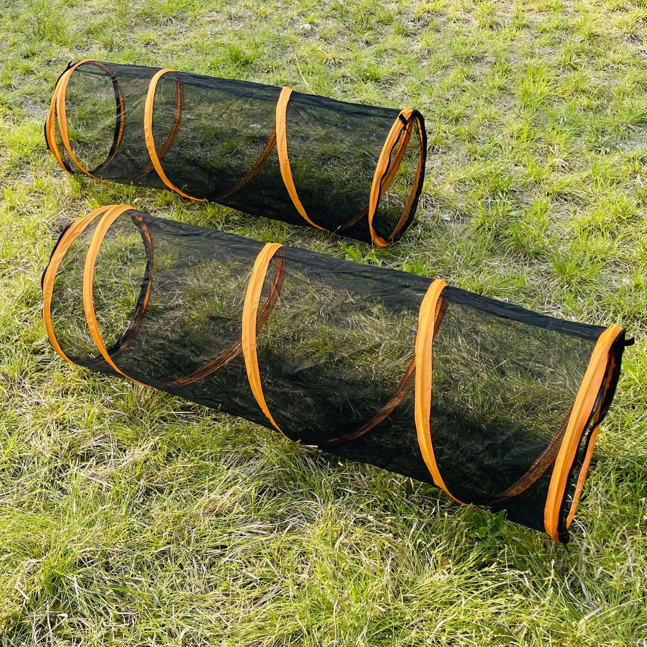 2 Pack Outdoor Indoor Pet Tunnel, Easy Assembly Pop-Up Mesh Cat Play Toy, Portable Foldable Soft Enclosure For Kitty Puppy Rabbi