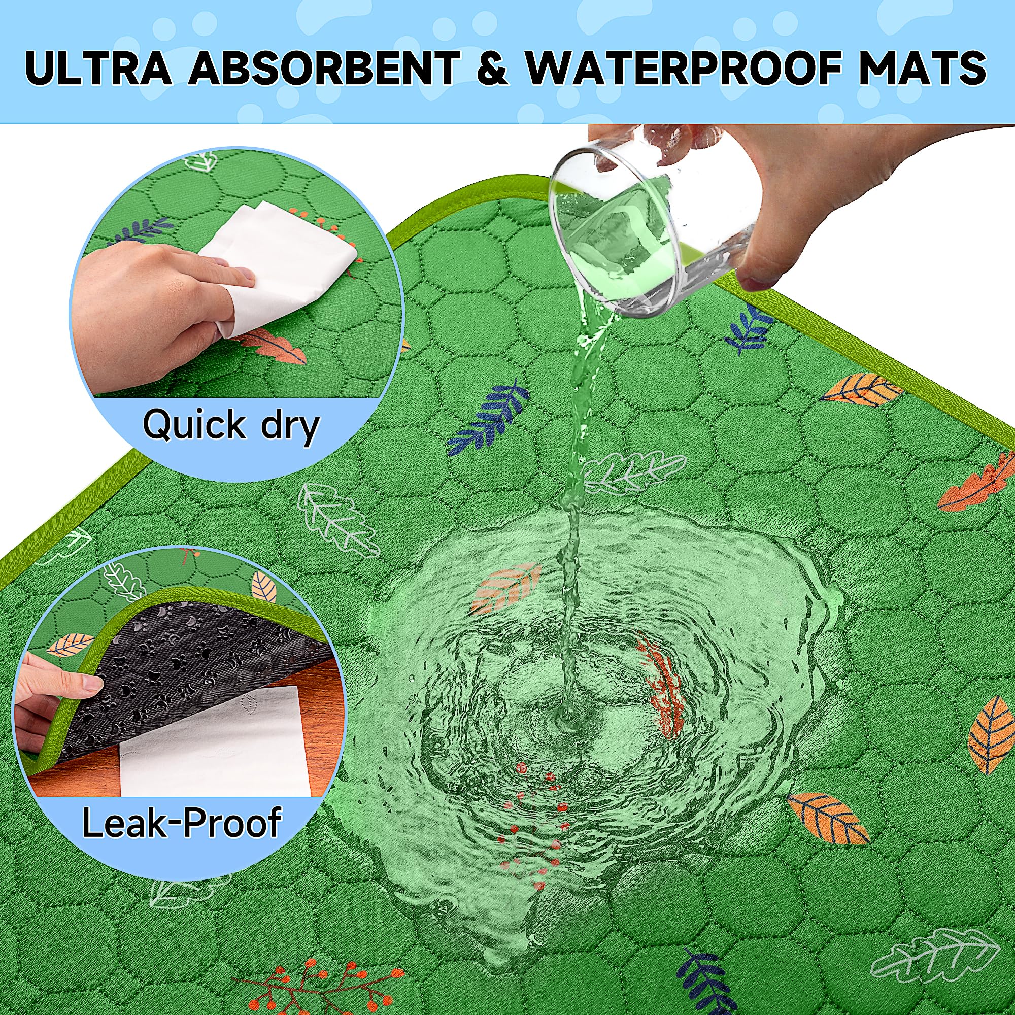 Sunheir 2-Pack Extra Large Reusable Dog Mat For Floor, Dog Playpen, Non-Slip Waterproof Super Absorbent Washable Pee Pads For Do