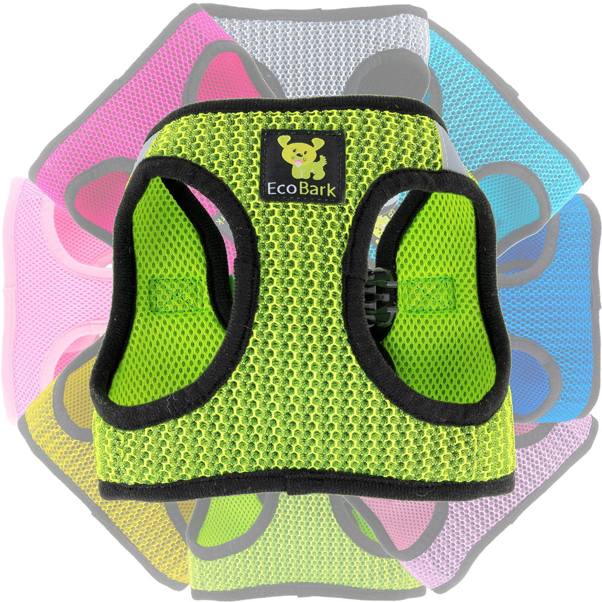 Ecobark Step In Dog Harness - Eco-Friendly Teacup Dog Harnesses For Xxs, Xs, And Small Dogs - Reflective And Adjustable Mini Body Halter Vest -Tiny Soft Mesh Toy Breed Harness (Neon Green, Xxs)