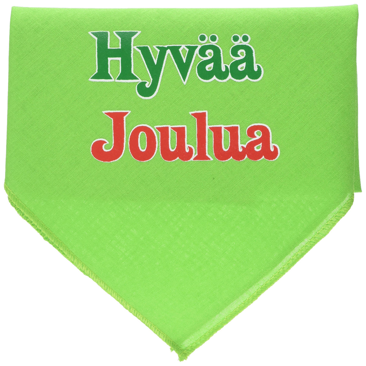 Christmas Pet and Dog Bandana Screen Printed, &quot;Hyvää Joulua&quot; Lime Green Large