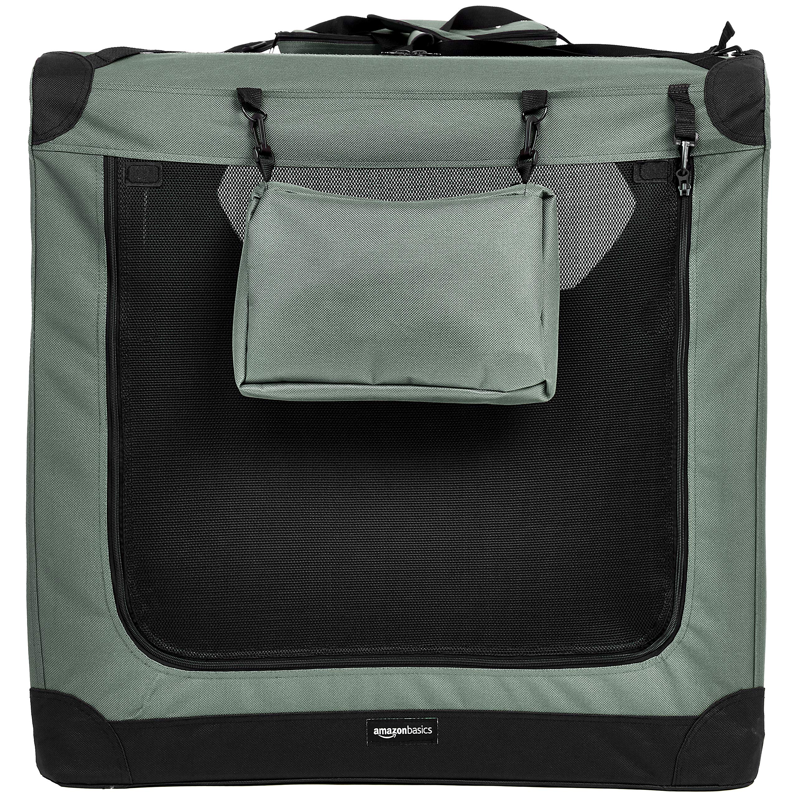 Amazon Basics Folding Portable Soft Pet Dog Crate Carrier Kennel, 42 X 31 X 31 Inches, Grey