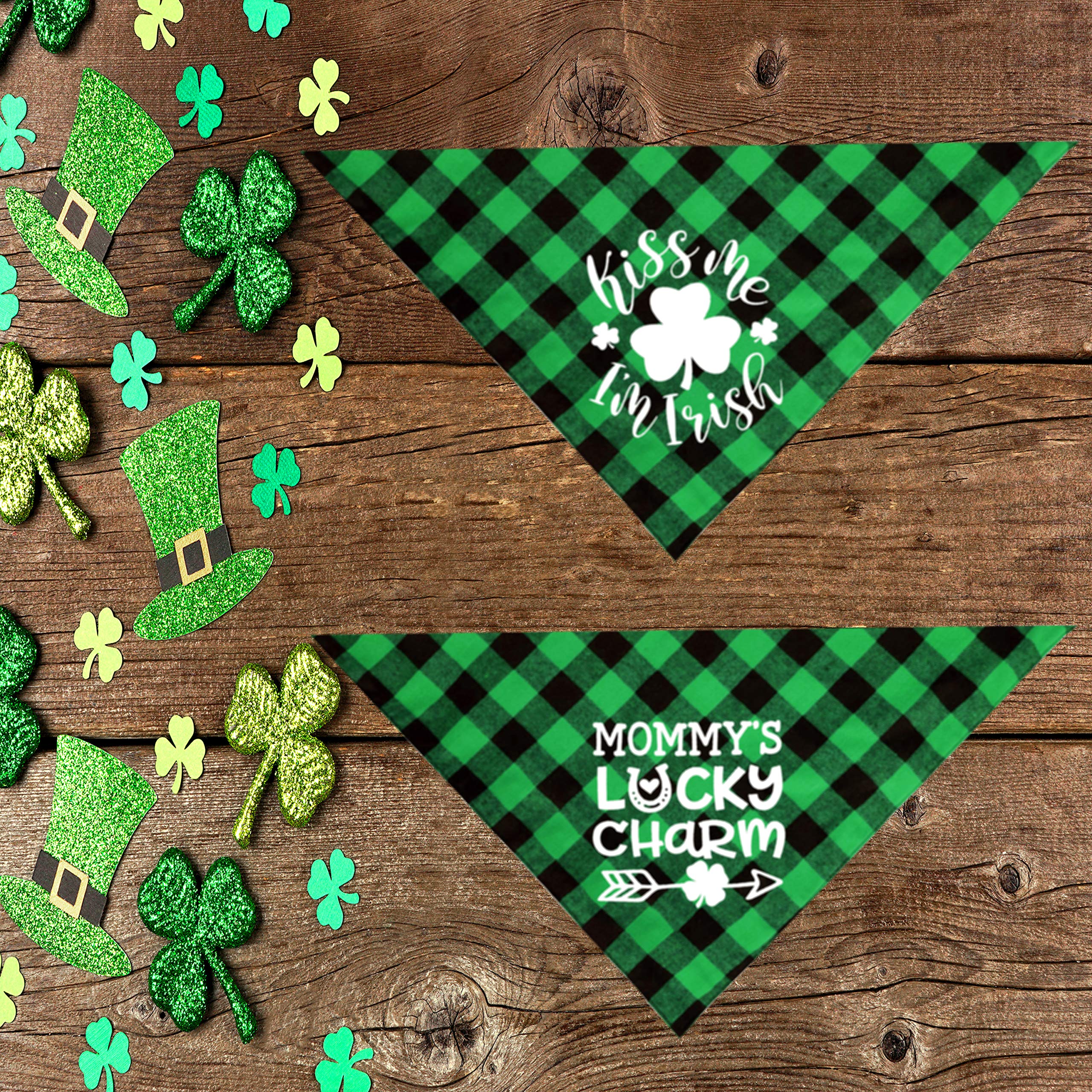 St. Patrick'S Day Dog Bandana, Holiday Buffalo Plaid Bandana Scarfs For Small Medium Large Dogs Cats Pet Puppies (The Lucky One,