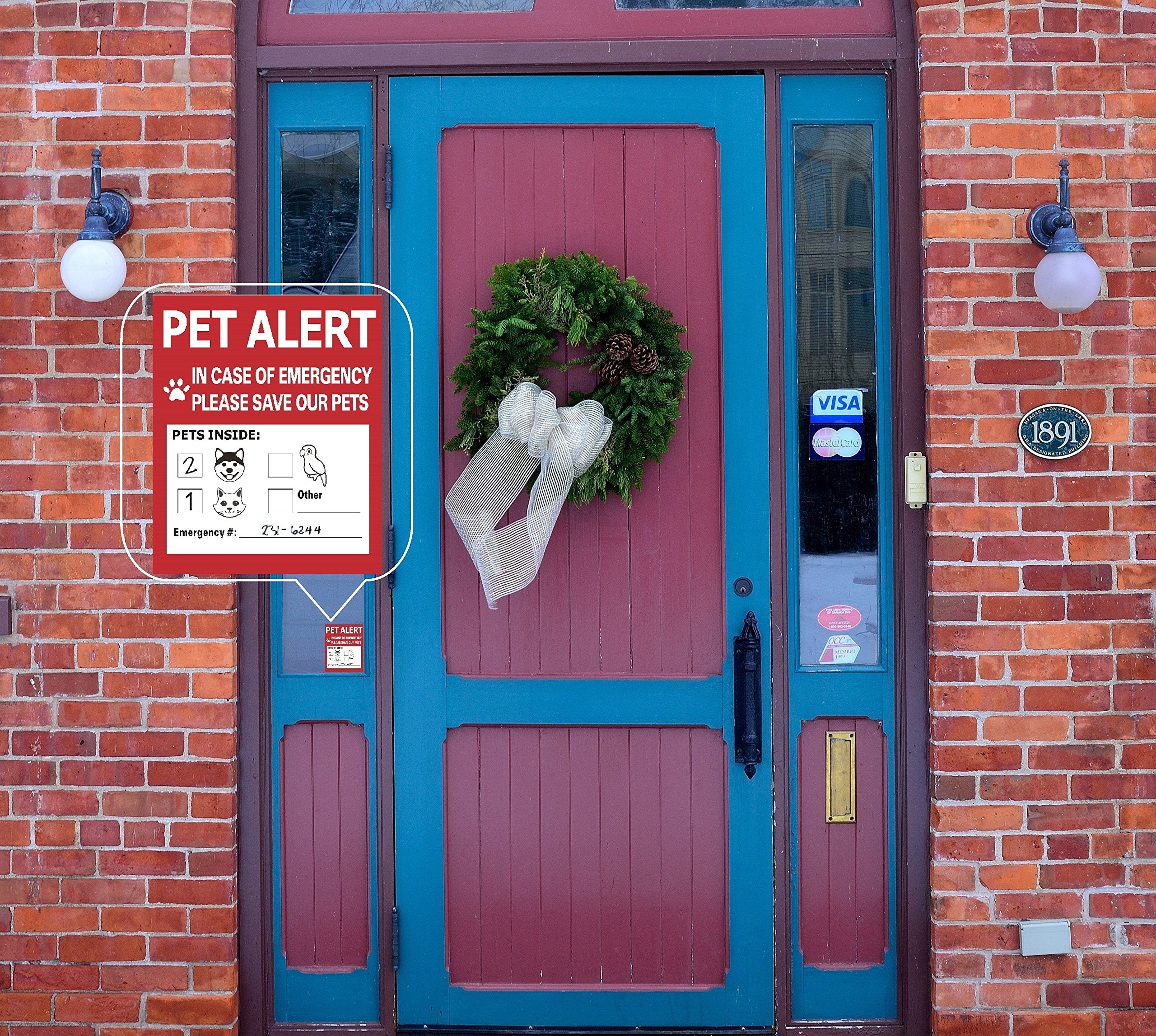 Pet Alert Safety Fire Rescue Sticker - 4 Pack,In Case Of Fire Notify Rescue Personnel To Save Pets