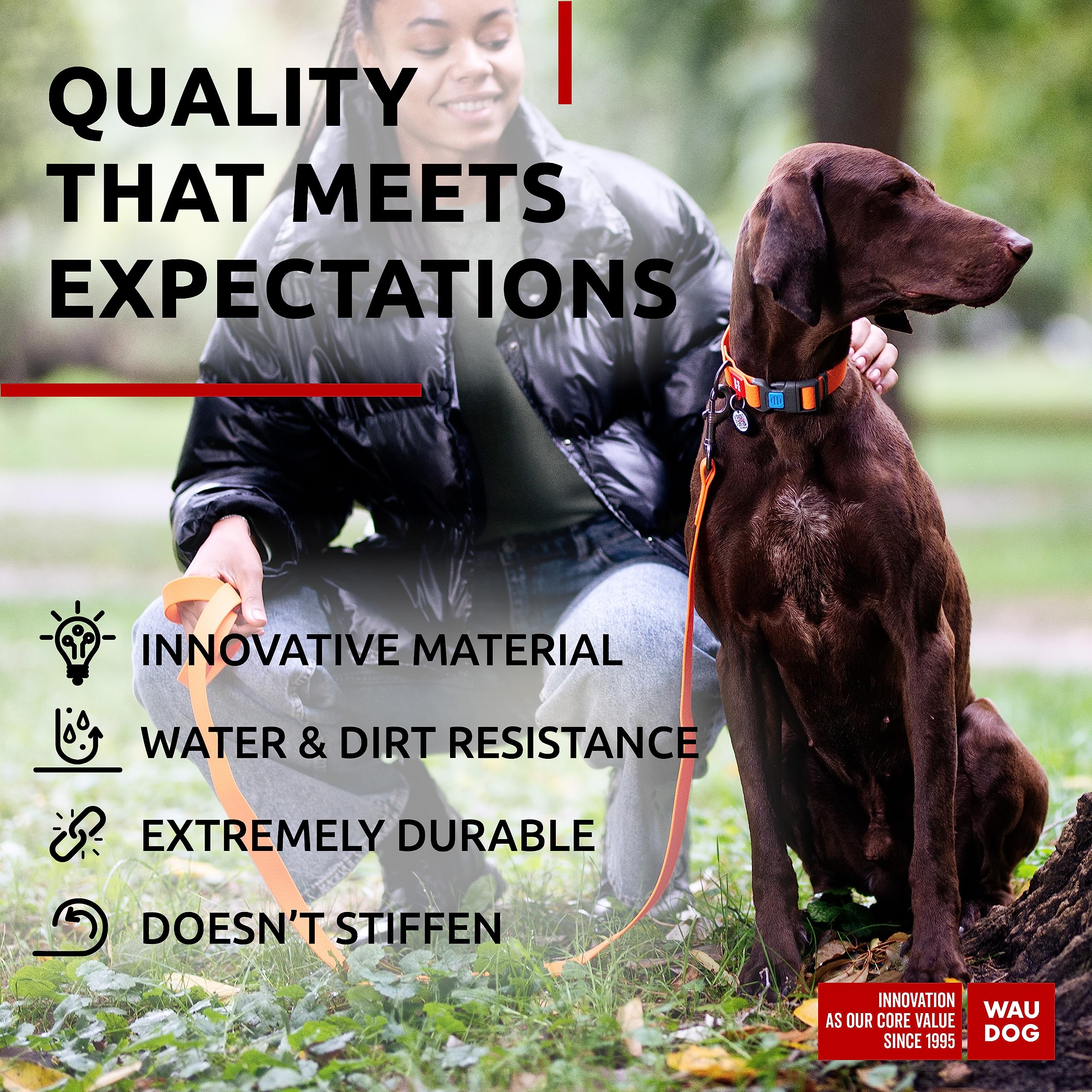 Waudog Waterproof Dog Collar - Adjustable Dog Collar For Large Dogs, Small And Medium Dogs - Breakaway Dog Collar Waterproof Wit