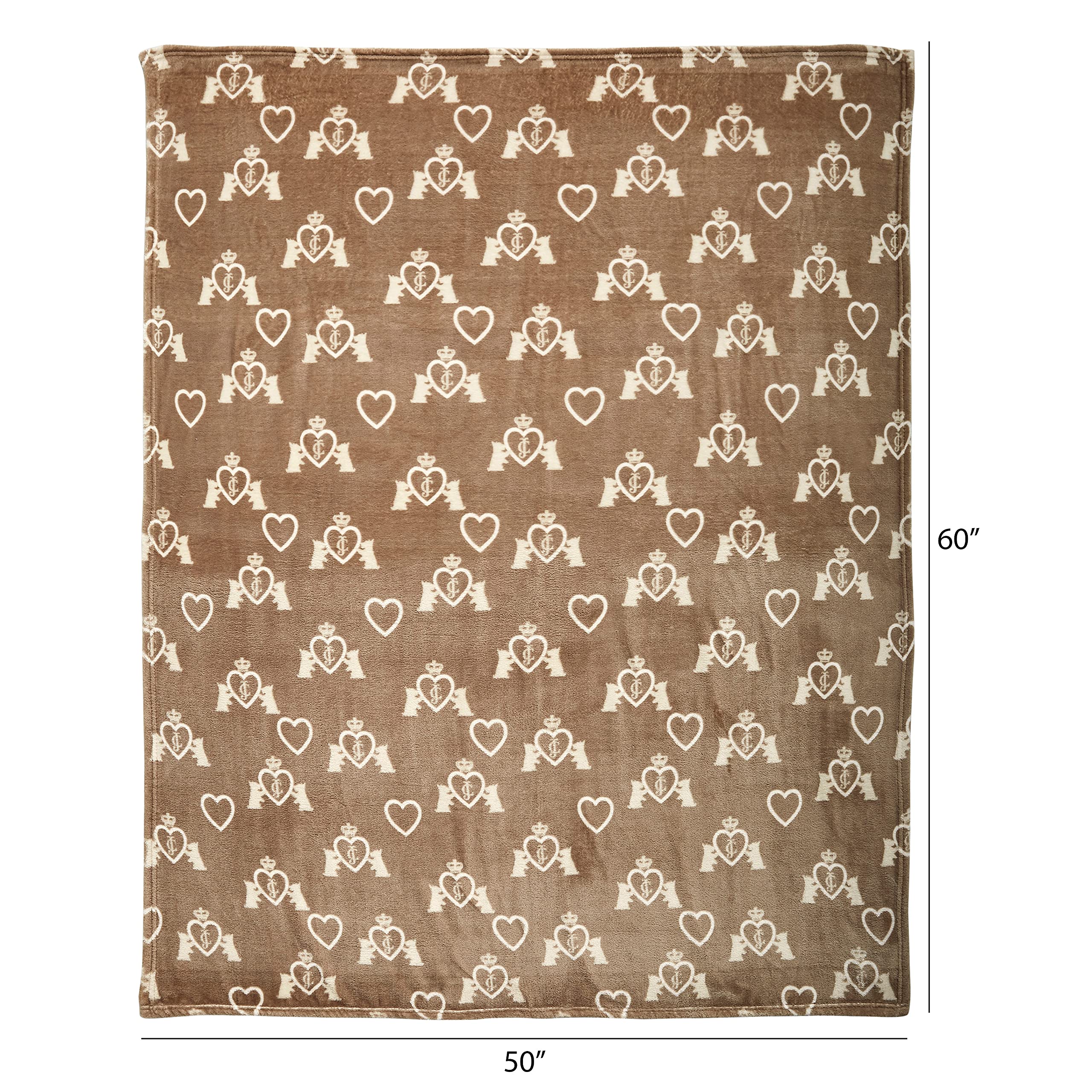 Juicy Couture Birch Brown/White 50'' X 60'' Dog And Cat - Plush Puppy Throw, Printed, Breathable, Lightweight, Machine Washable