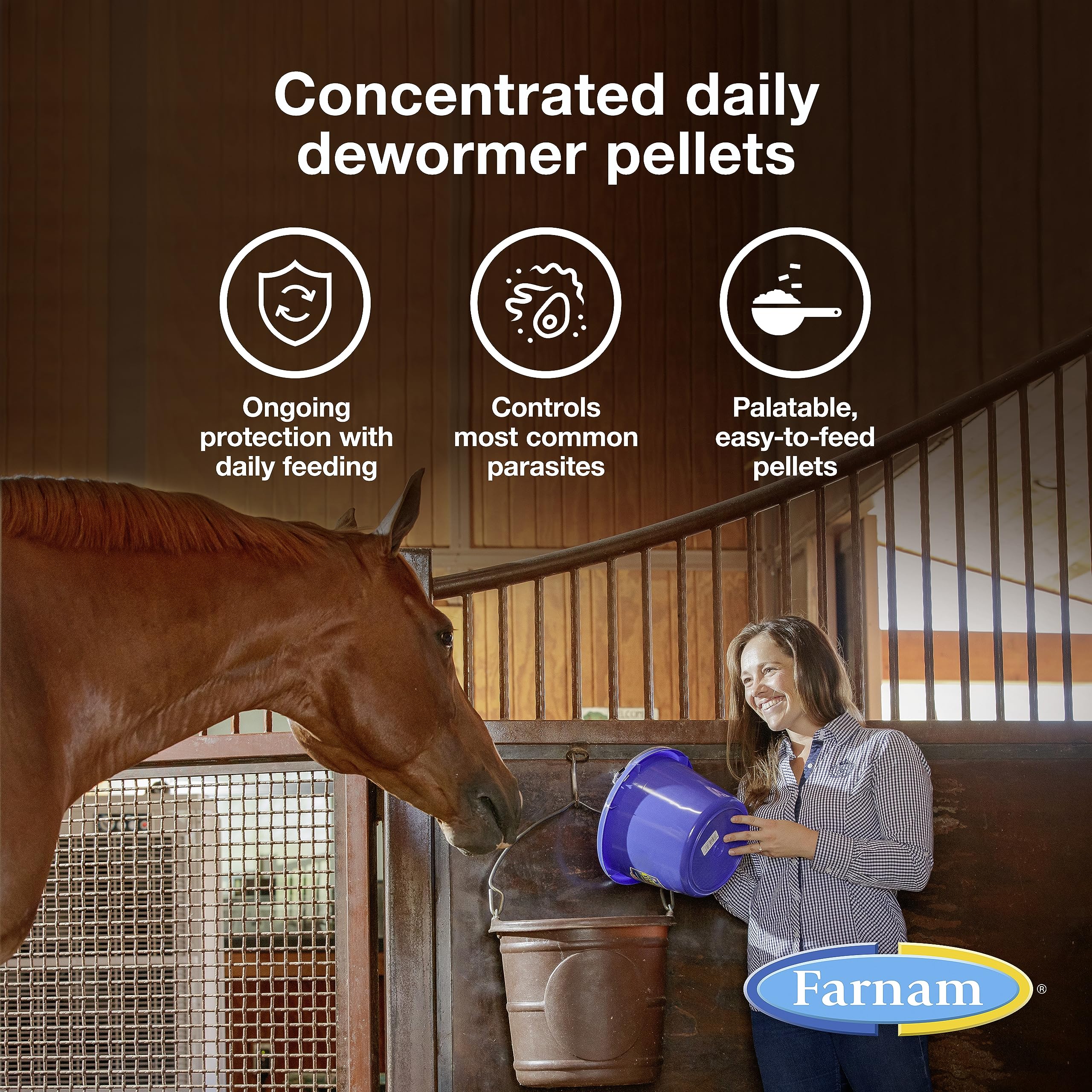 Farnam PyrantelCare Daily Horse Dewormer 2.11% (Pyrantel Tartrate) for Horses of All Ages, Equine Anthelmintic, Continuous Prote