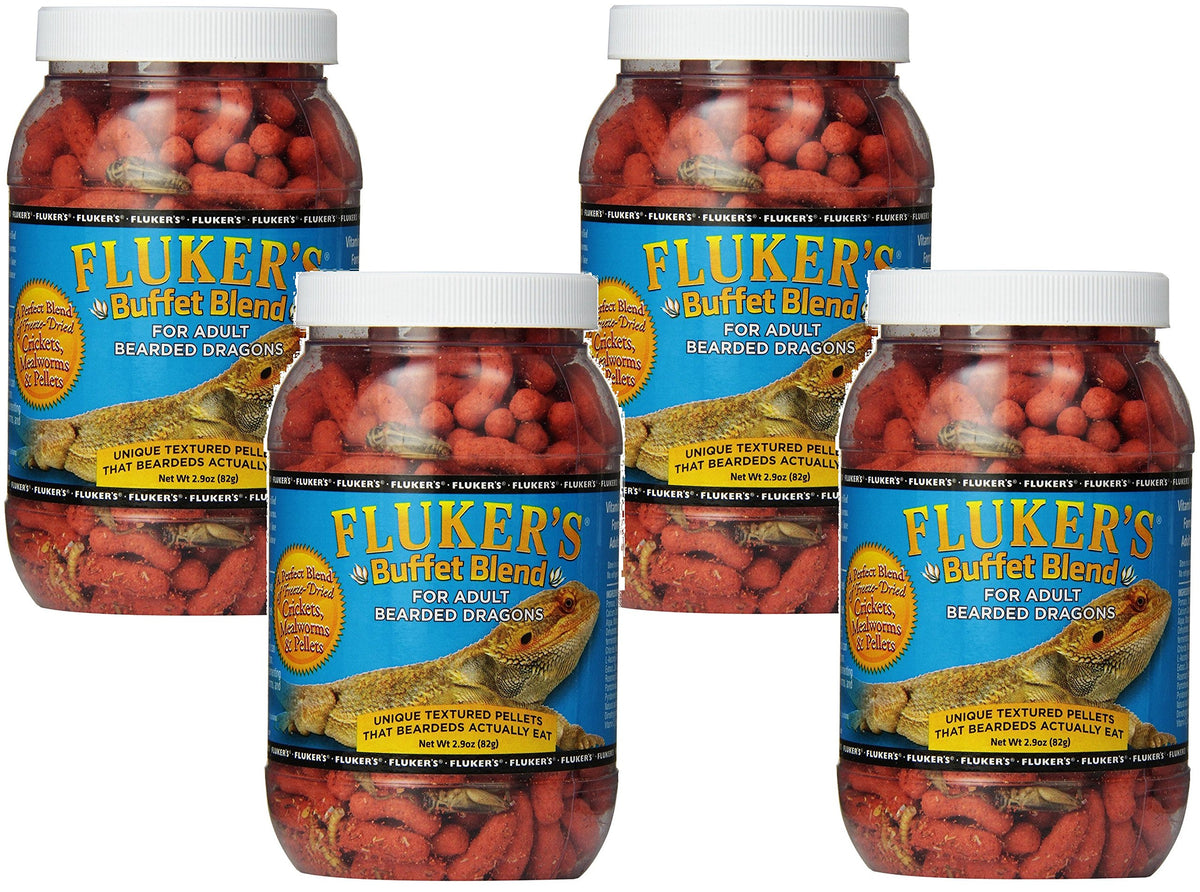 (4 Pack) Fluker'S Buffet Blend Adult Bearded Dragon Formula, 2.9 Ounce Each