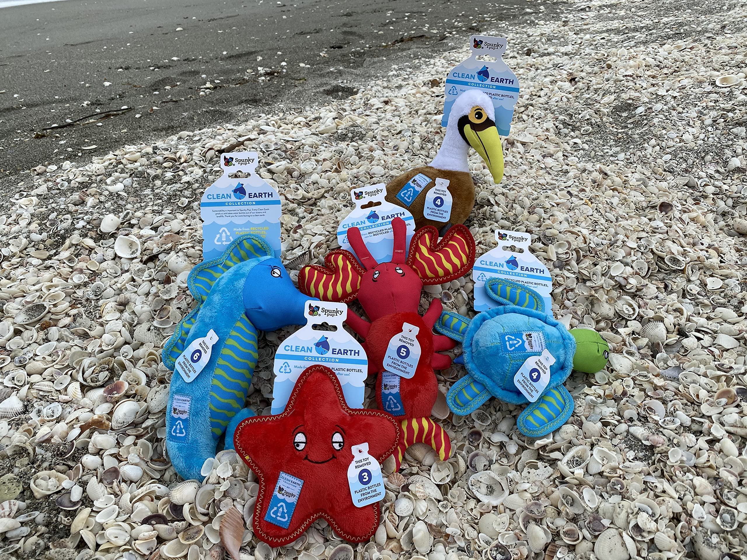 Spunky Pup Clean Earth Recycled Seahorse Dog Toy | Made From 100% Recycled Water Bottles | Eco-Friendly | Squeaker | Plush Toy For Small To Medium Dogs | Made In The Usa