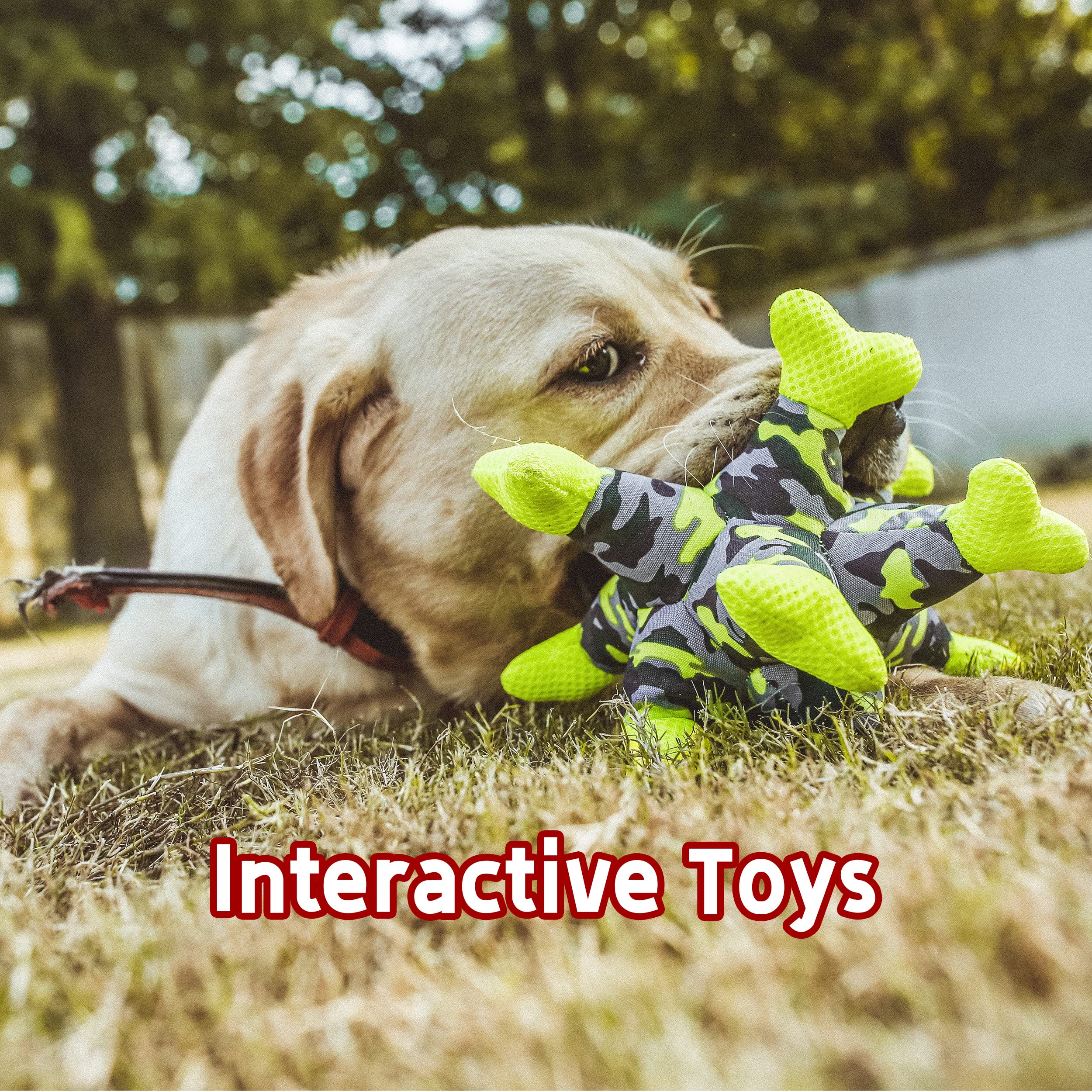 Qonline Dog Chew Squeaky Toys, Dog Teeth Cleaning Toy, Tug Of War, Stuffed Jack Bone Toy With Squeakers, Interactive Toy For Sma