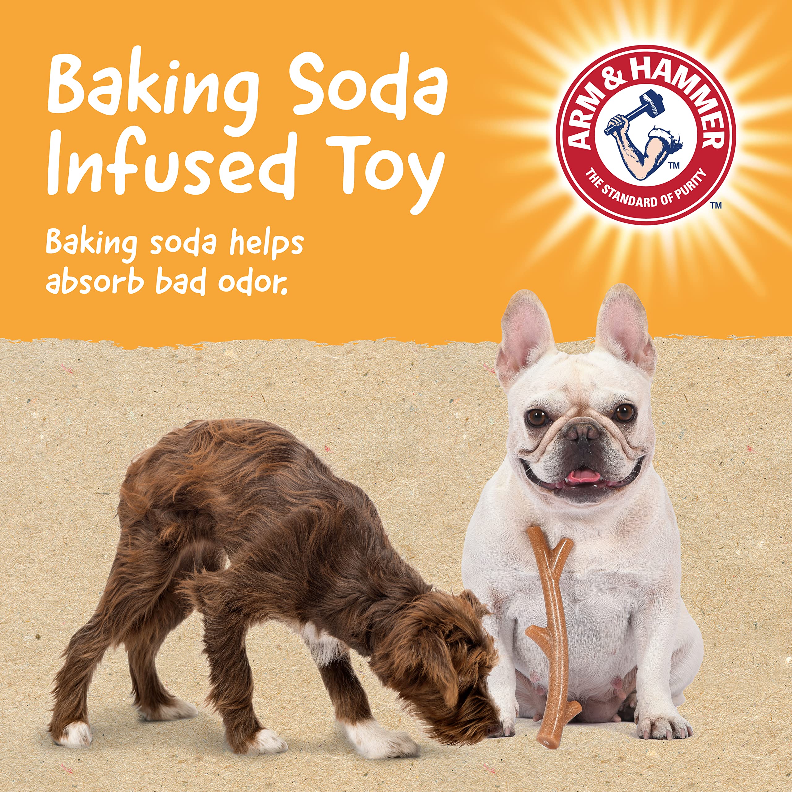 Arm & Hammer For Pets Barkies Tree Branch Compressed Wood Collection, 8 Inch Bacon Flavored Wood Blend Chew Toy For Dogs | Faux Stick, Splinter-Free, Safer & Durable Alternative To Chewing Sticks