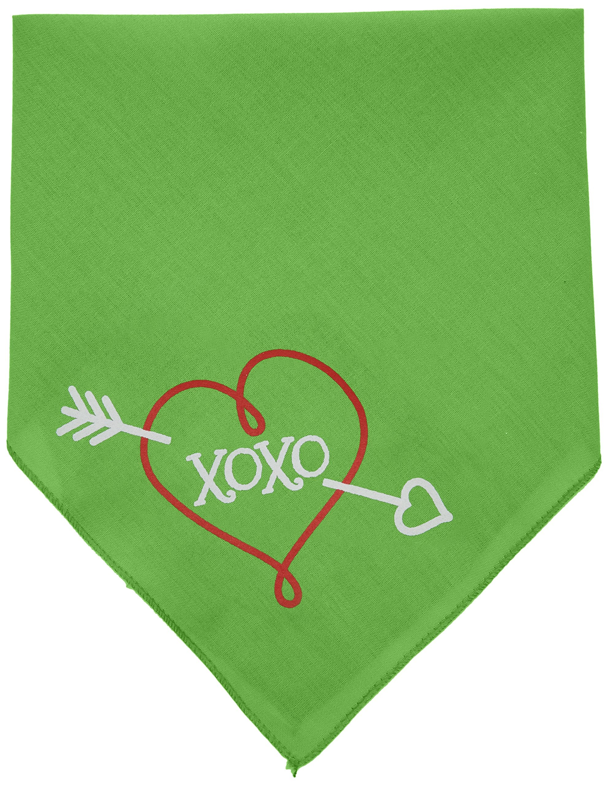 Pet and Dog Bandana Screen Printed, &quot;XOXO&quot; Lime Green Small