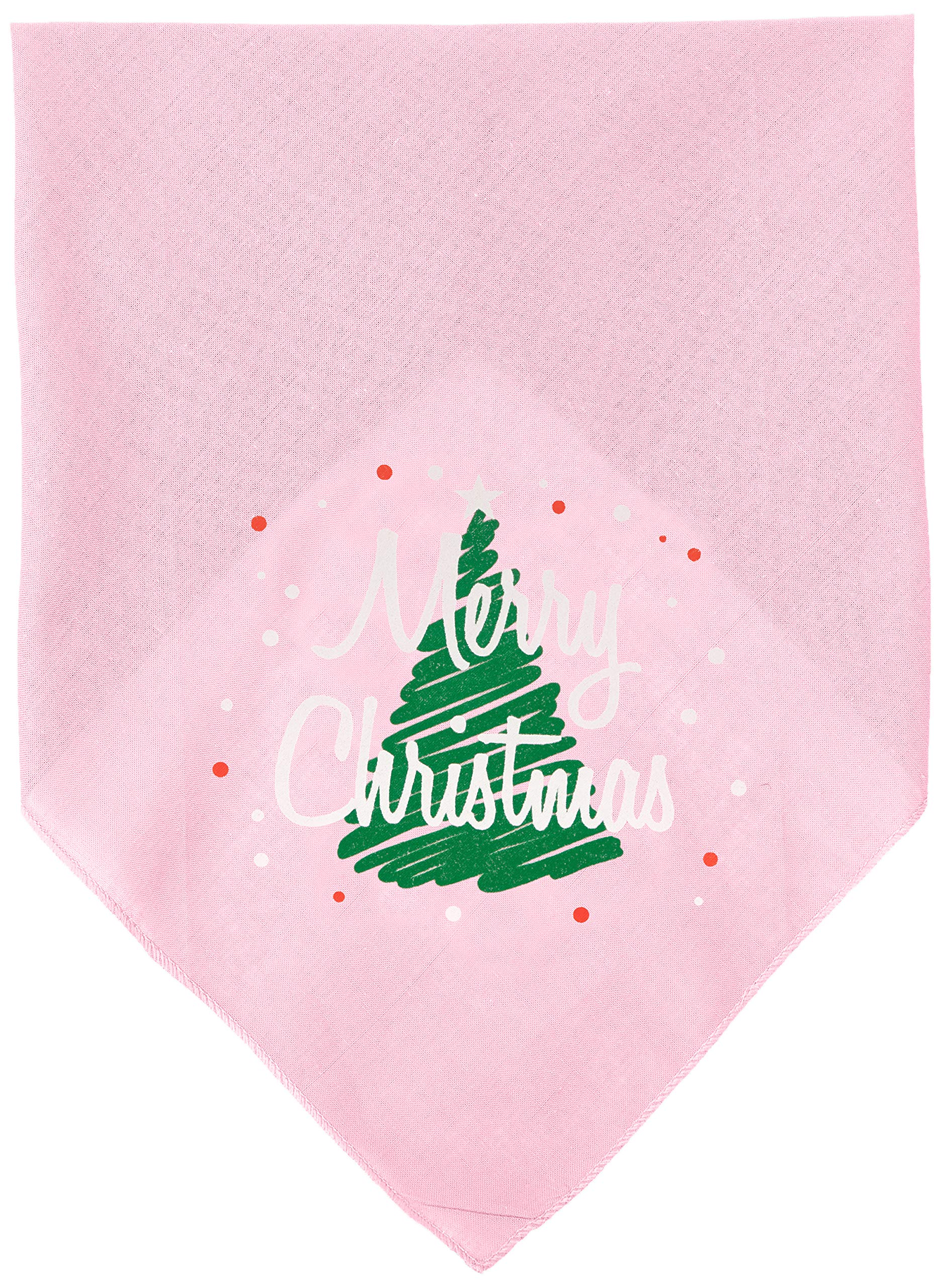 Mirage Pet Products Scribble Merry Christmas Screen Print Bandana for Pets, Large, Light Pink