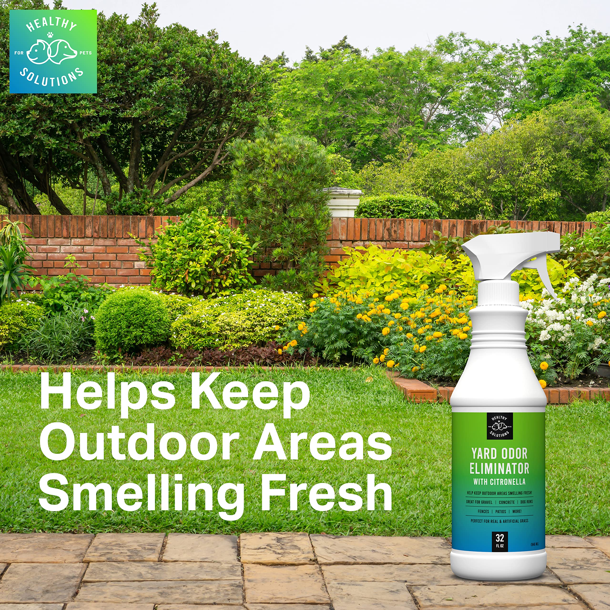 Yard Odor Eliminator For Dogs Plus Citronella - Outdoor Yard Deodorizer For Dog Urine & Poop - 64 Fl Oz Refill Eliminates Smell From Lawn And Yard - Use On Grass, Patios, Gravel, Concrete & More