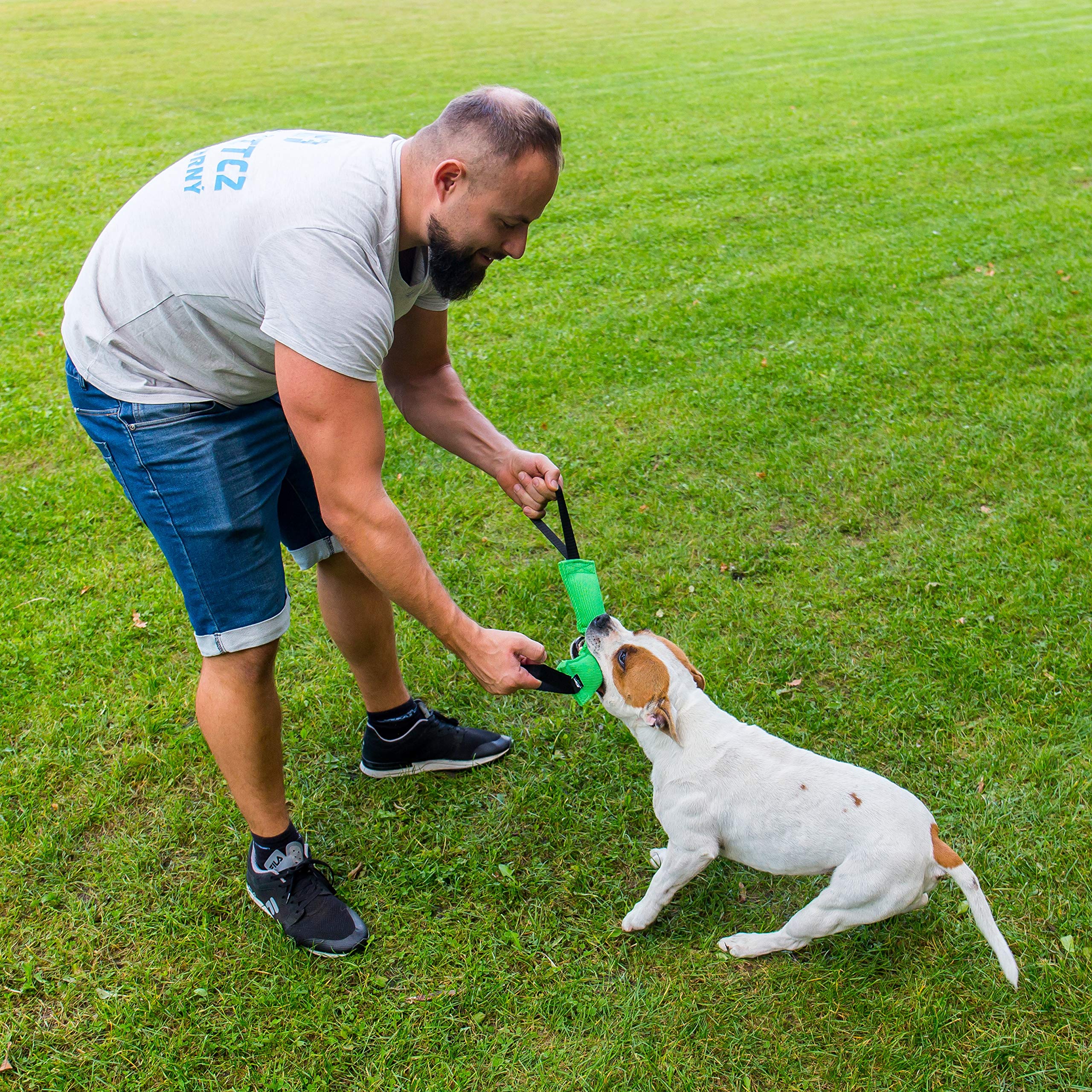 K9 Dog Bite Tug Toy With 2 Strong Handles - Made Of Durable & Tear-Resistant French Linen - Perfect For Tug Of War, Fetch & Puppy Training - Ideal For Medium To Large Dogs - Firmly Stitched Pull Toy