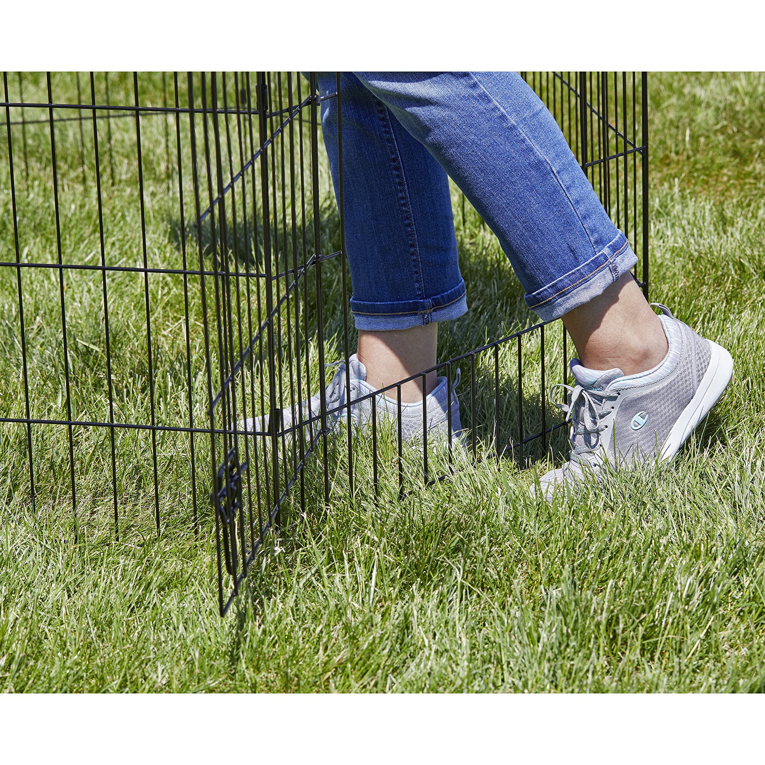Midwest Homes For Pets Foldable Metal Dog Exercise Pen / Pet Playpen, Black W/ Door, 24'W X 48'H, 1-Year Manufacturer'S Warranty