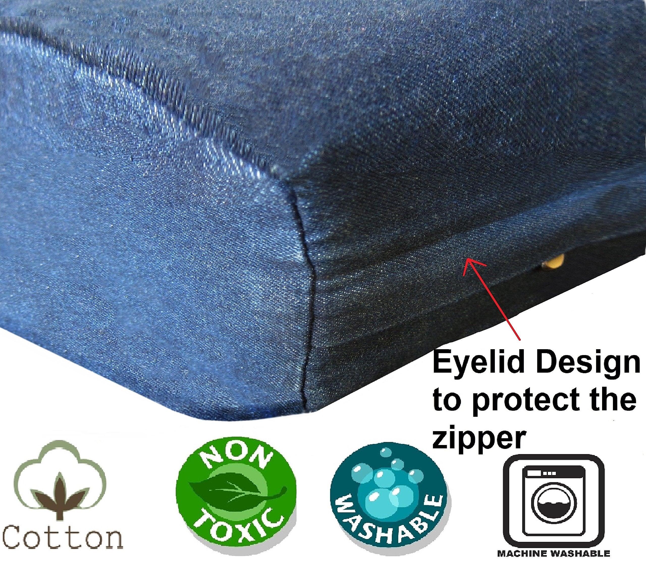 Dogbed4Less Memory Foam Dog Bed Pillow, Waterproof Lining And Machine Washable Denim Cover Extra Large 47X29 Inches, Blue