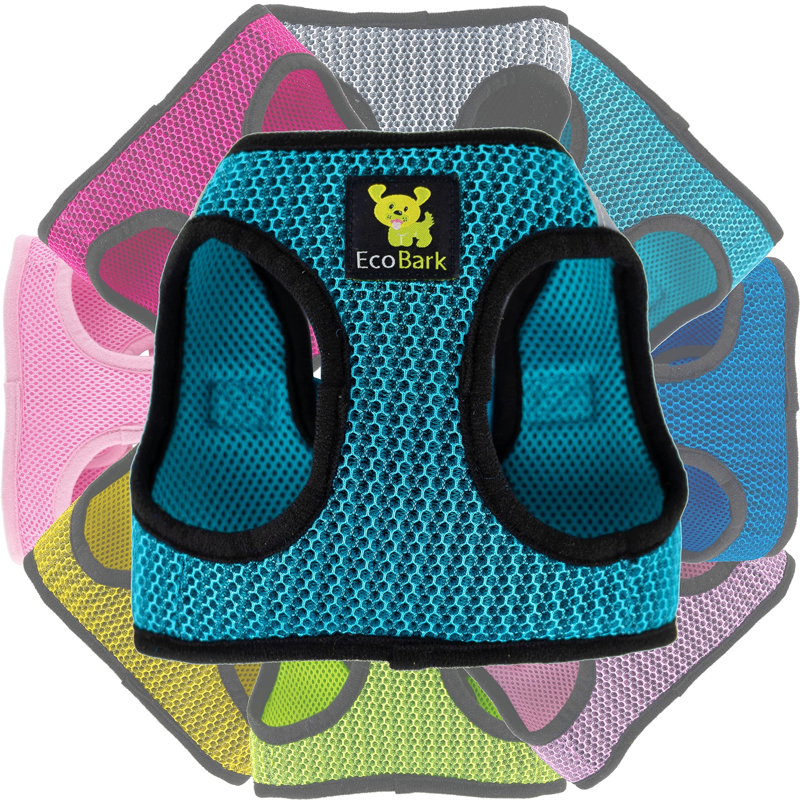 Ecobark Step In Dog Harness - Reflective Soft Luxurious Mesh Dog Harnesses For Xxs, Xs, Small, And Medium Dogs - Eco-Friendly Comfort Secure Halter No Pull Adjustable Pet Vest (Aqua Sport, Xxxs)