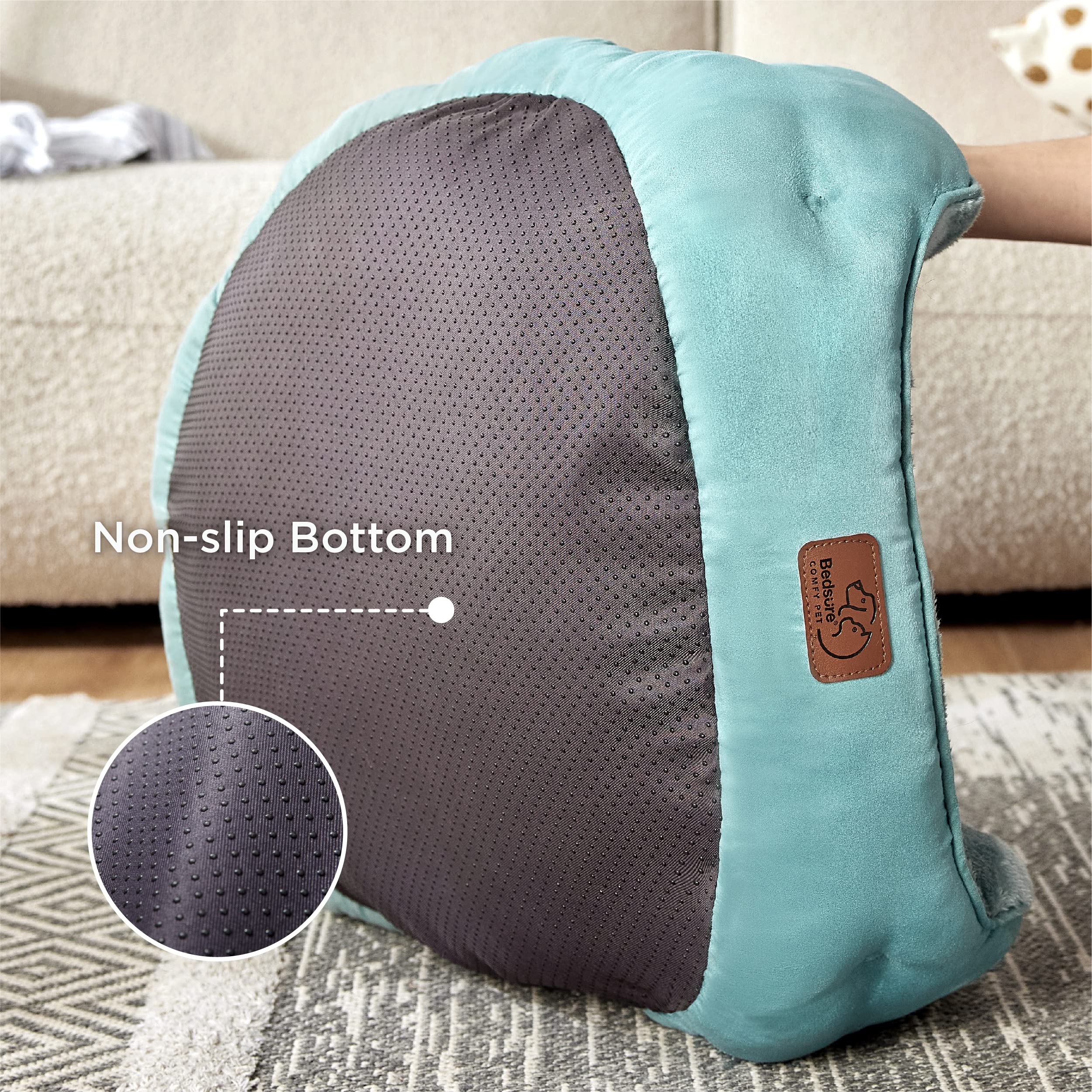 Bedsure Dog Bed for Small Dogs – Washable Faux Suede, Slip-Resistant, 25" Round, Washed Blue