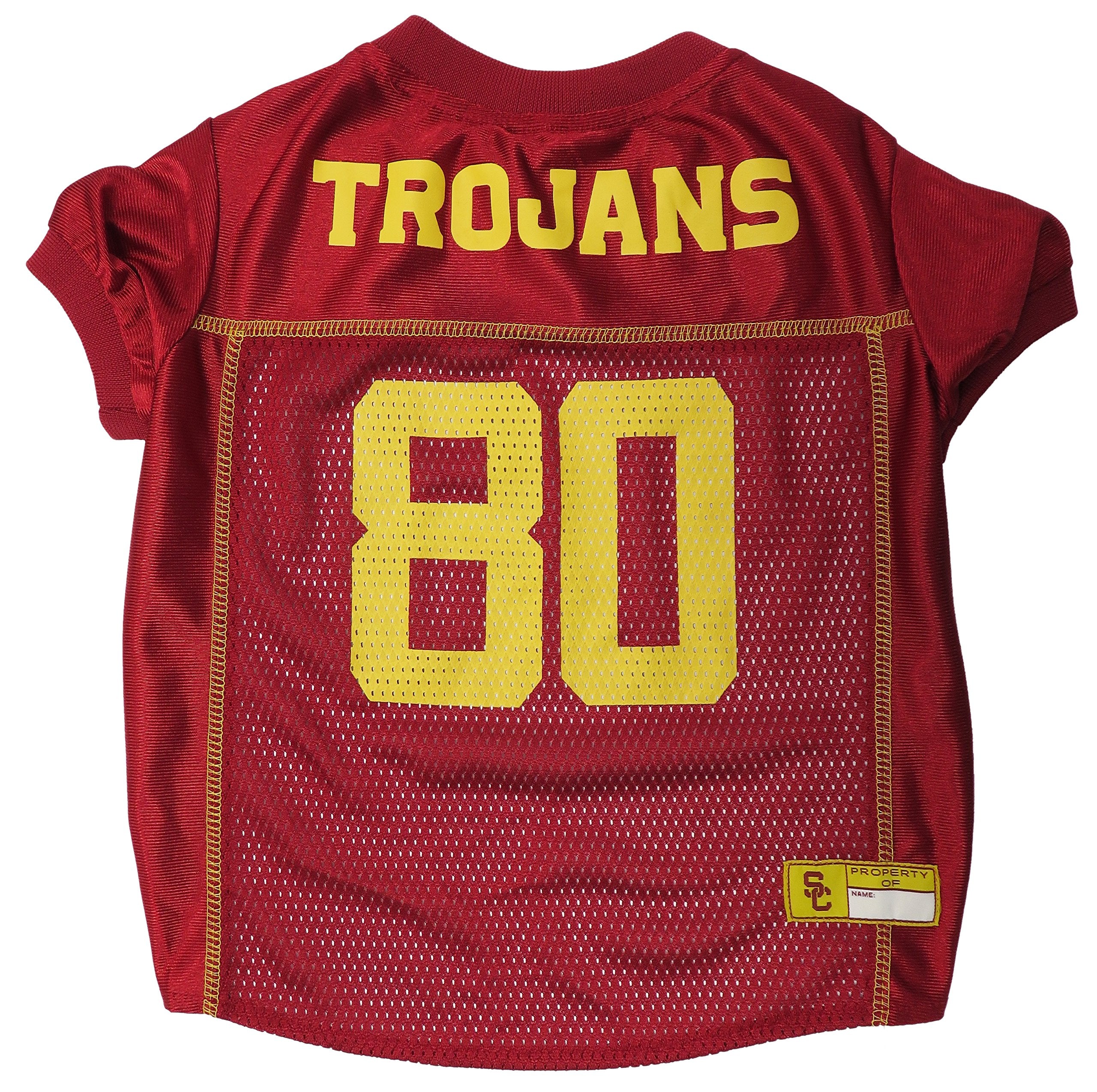Pets First NCAA College USC Trojans Mesh Jersey for DOGS & CATS, Large. Licensed Dog Jersey with your Favorite Football/Basketba