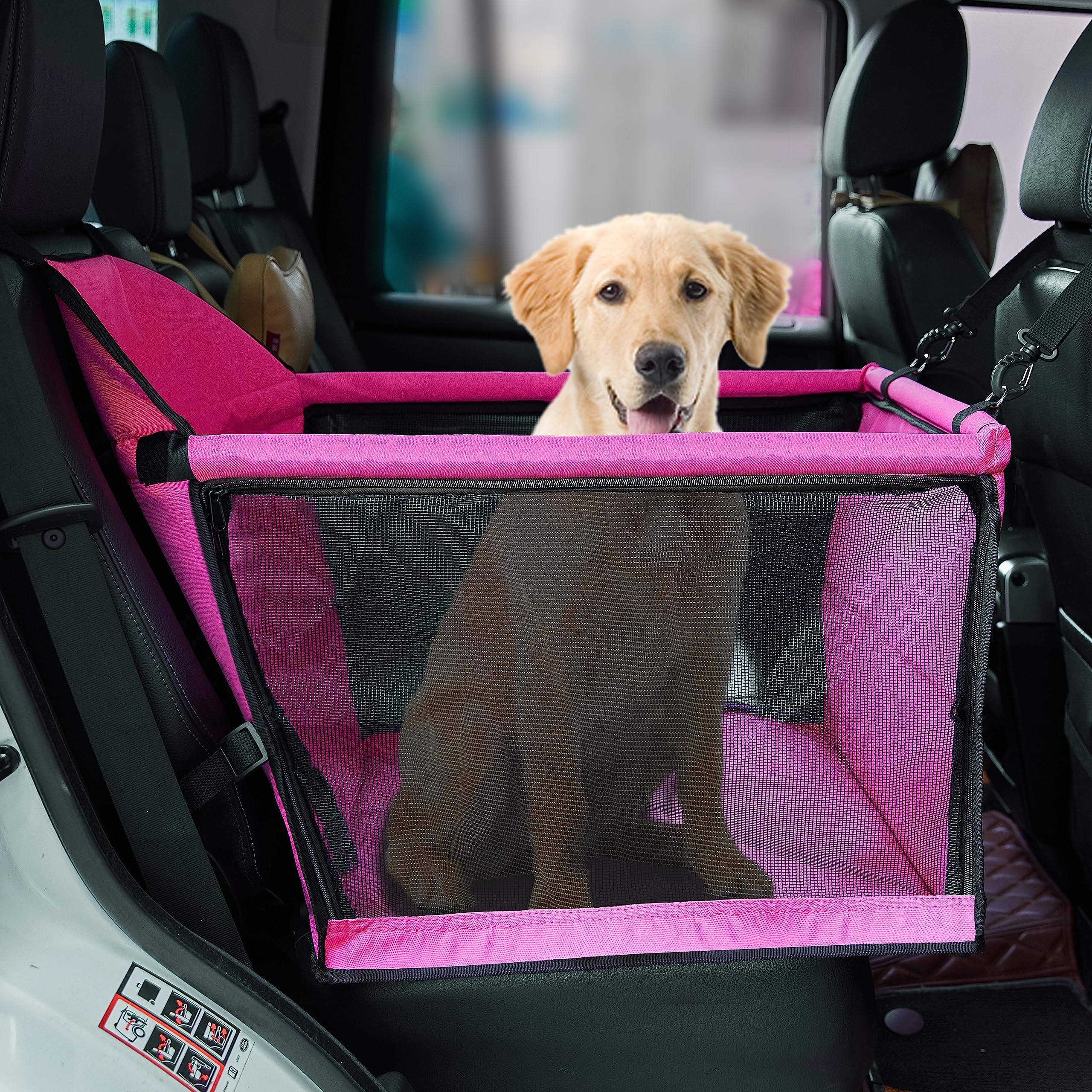 Pigirdle Dog Travel Car Seat Pet Car Booster with ClipOn Safety Leash,Reinforce Support Pipe AntiCollapse,Portable Collapsible