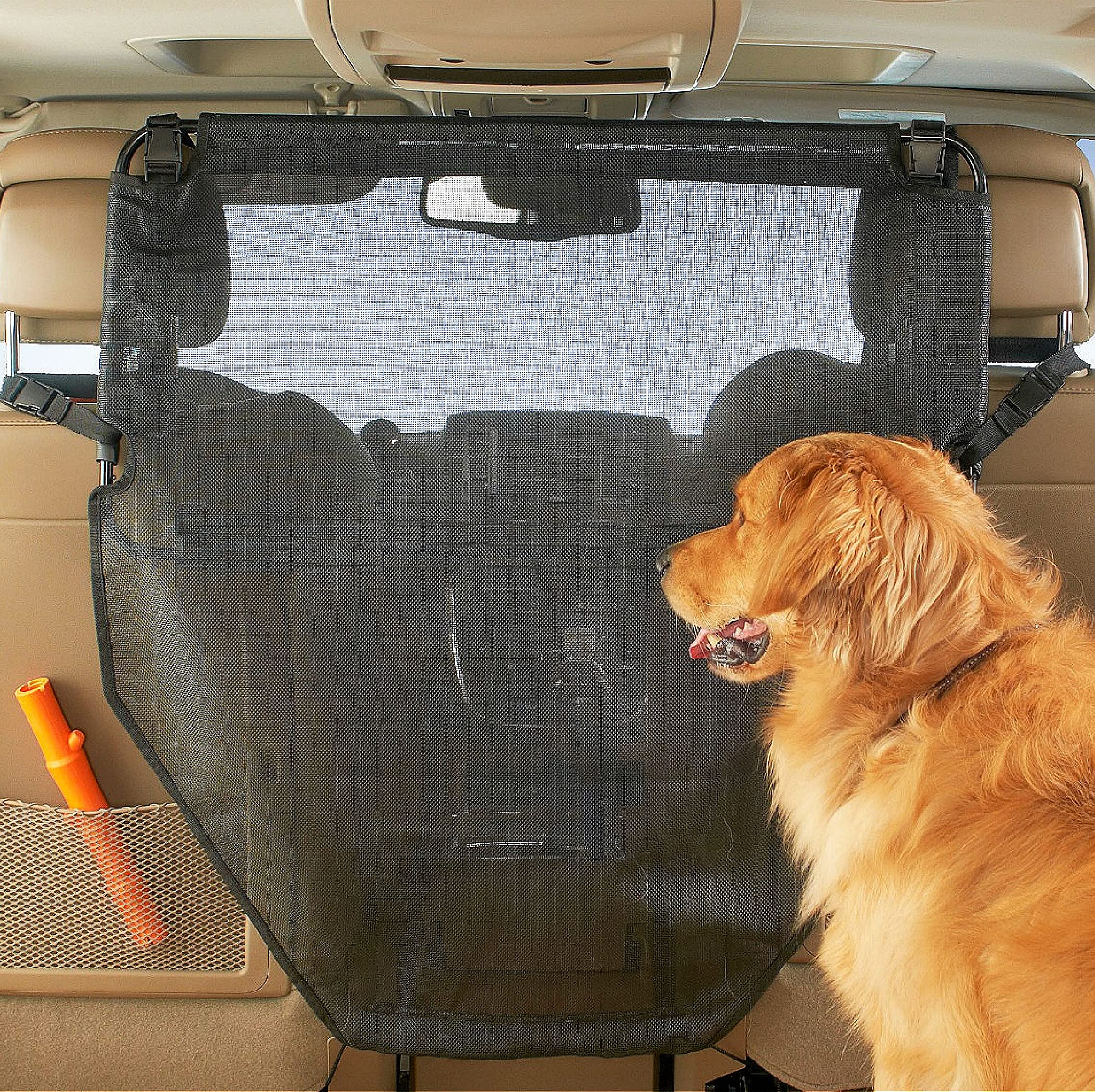 High Road Back Seat Barrier For Dogs - Car Divider For Dogs For Behind Front Seat - Padded Steel Frame With Heavy Duty Coated Dog Car Net Barrier For Car, Truck Or Suv