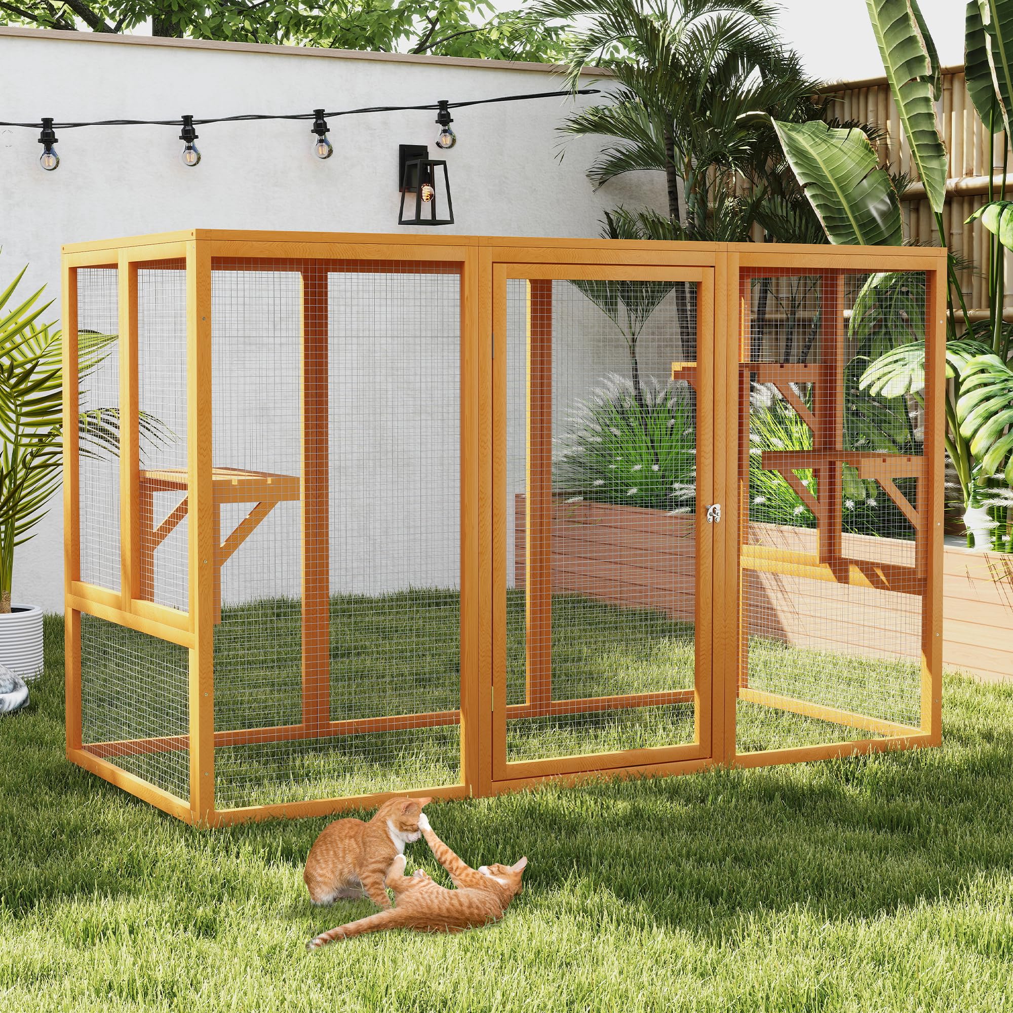 Nyeekoy Catio Outdoor Cat Enclosure, Heavy Duty Clearance Catio For Patio, Outside Cat House Weatherproof For Multi Homes,71'' C