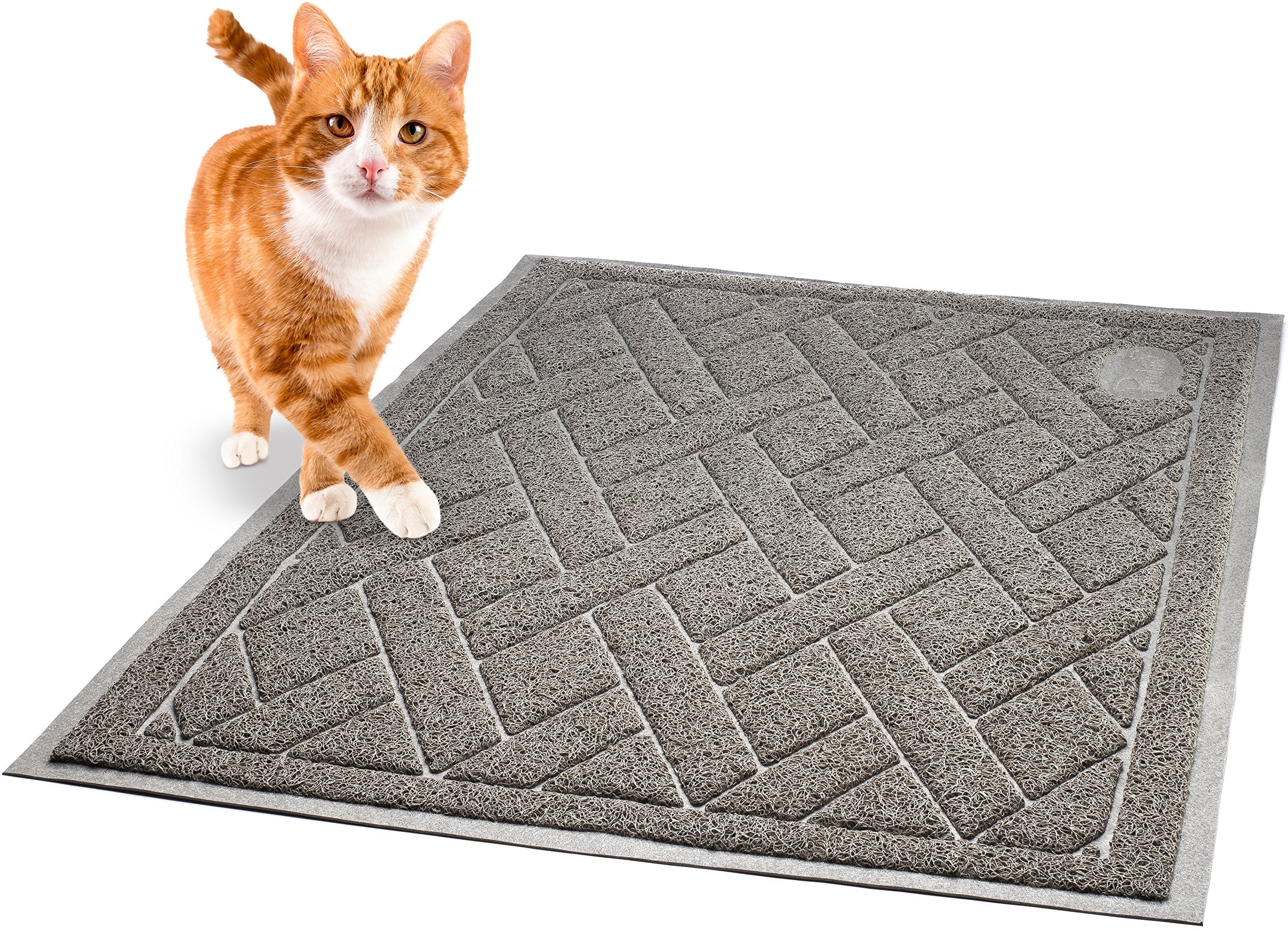 Pawkin Cat Litter Mat, Patented Design With Litter Lock Mesh, Extra Large, Durable, Easy To Clean, Soft, Fits Under Litter Box,