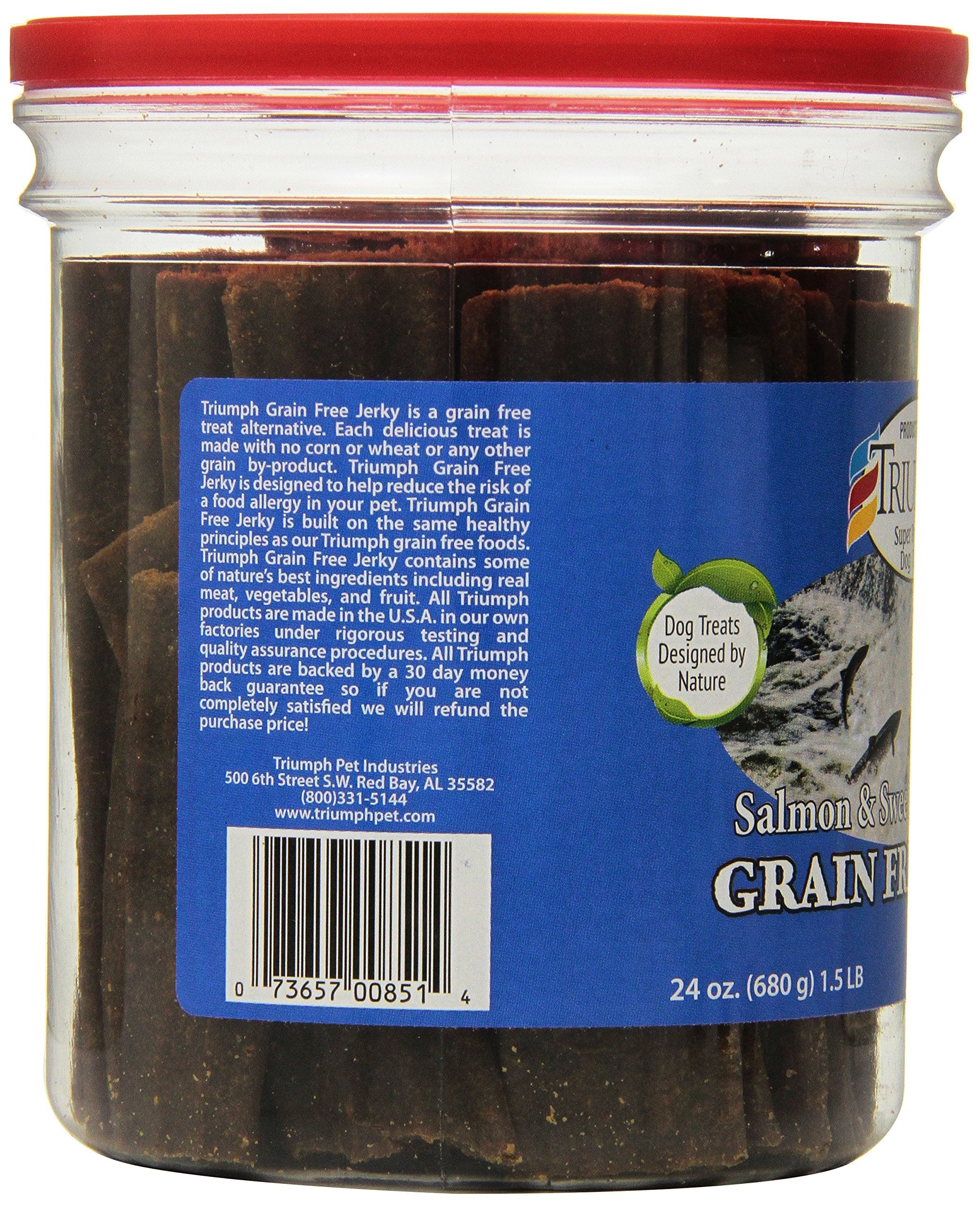 Truimph Super Premium Dog Treats 00851 Dog Salmon & Sweet Potato Jerky, 24-Ounce 1.5 Pounds