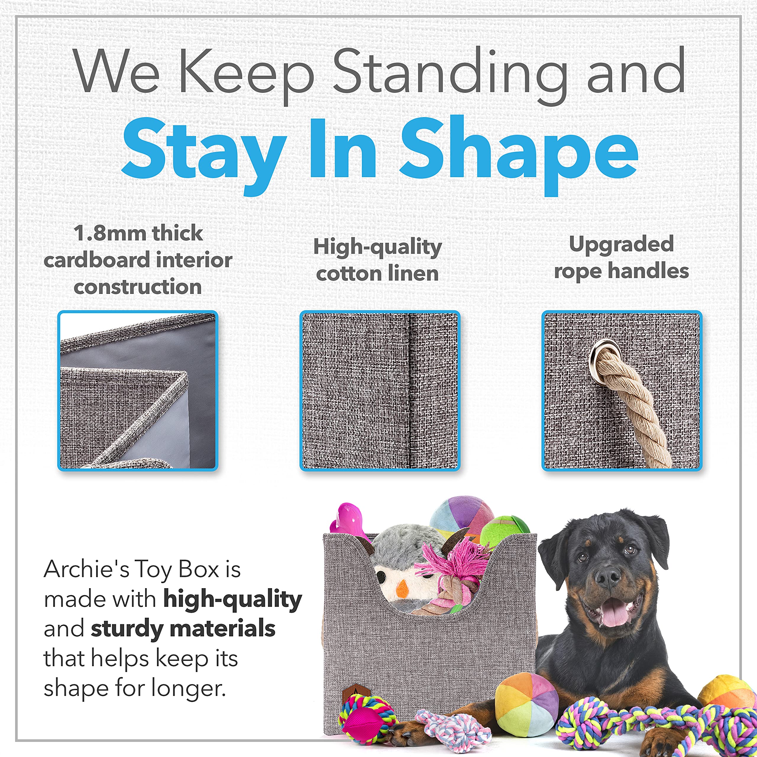 Dog Toy Box, Storage Bin for Puppy Toys, Foldable Cube Storage Bin with Cutout Window and Sturdy Cardboard Base | Toy Basket wit