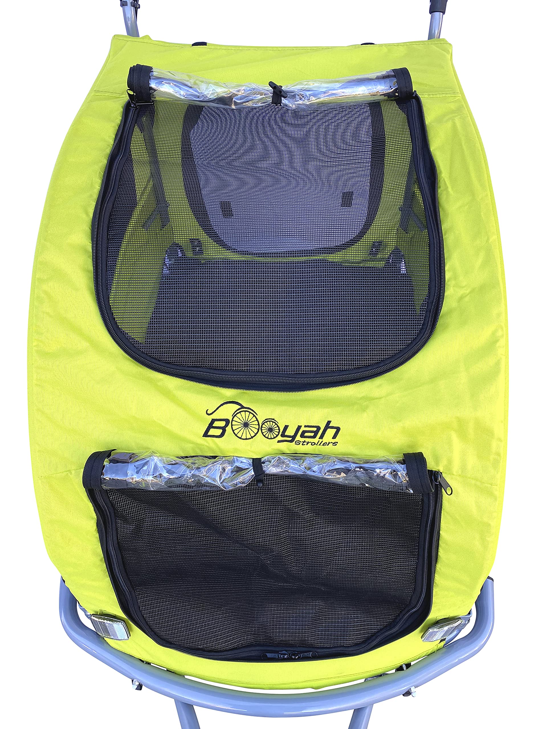 Booyah Extra Large Pet Bike Trailer Dog Stroller & Jogger With Shocks Non Tipping. Green/Yellow (Neon Green)