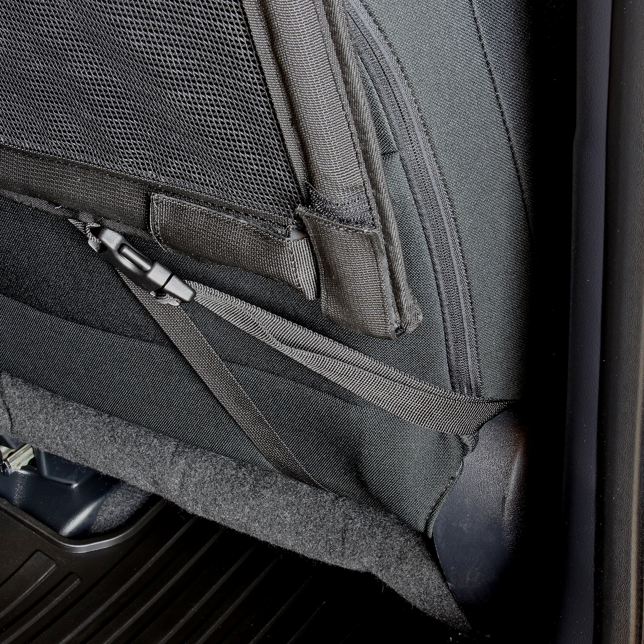 Bushwhacker Deluxe Dog Barrier 56' Wide For Trucks, Large Suvs, Full-Sized Sedans – Backseat Divider, Mesh Net Screen Shield For Cargo Area Behind Front Seats, Vehicle Gate For Dog Safety And Travel