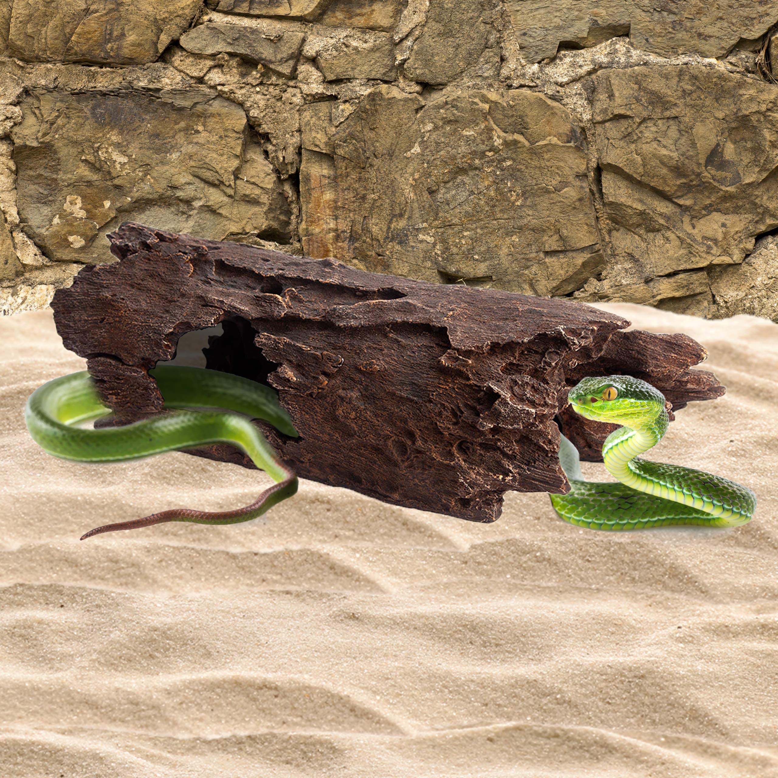 Lizard, Snake Or Reptile Hide. Xl Large 14' Hollow Log For Aquarium Or Fish Tank. Bearded Dragon Or Gecko Tank Accessories. Natural Looking Basking Platform, Shrimp Or Betta Fish Hideout