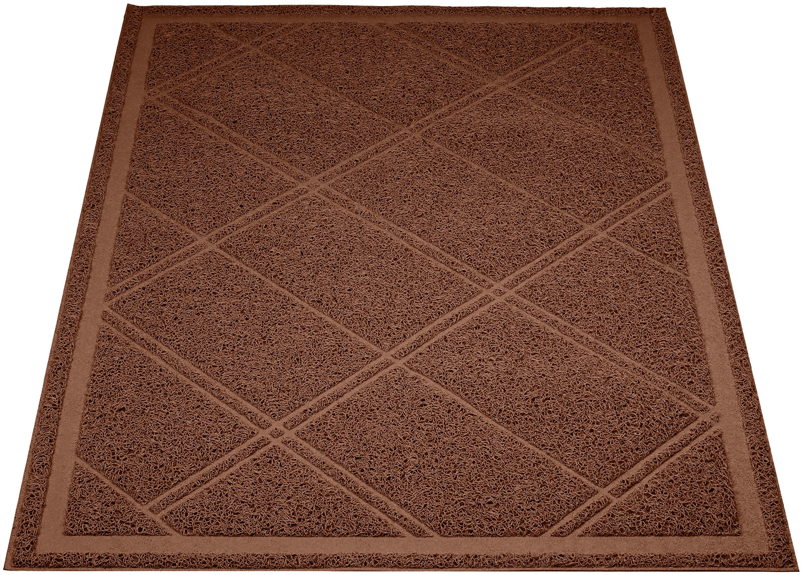 Amazon Basics Less-Mess Cat Litter Box Mat, 24'' X 35'', Unscented, Brown