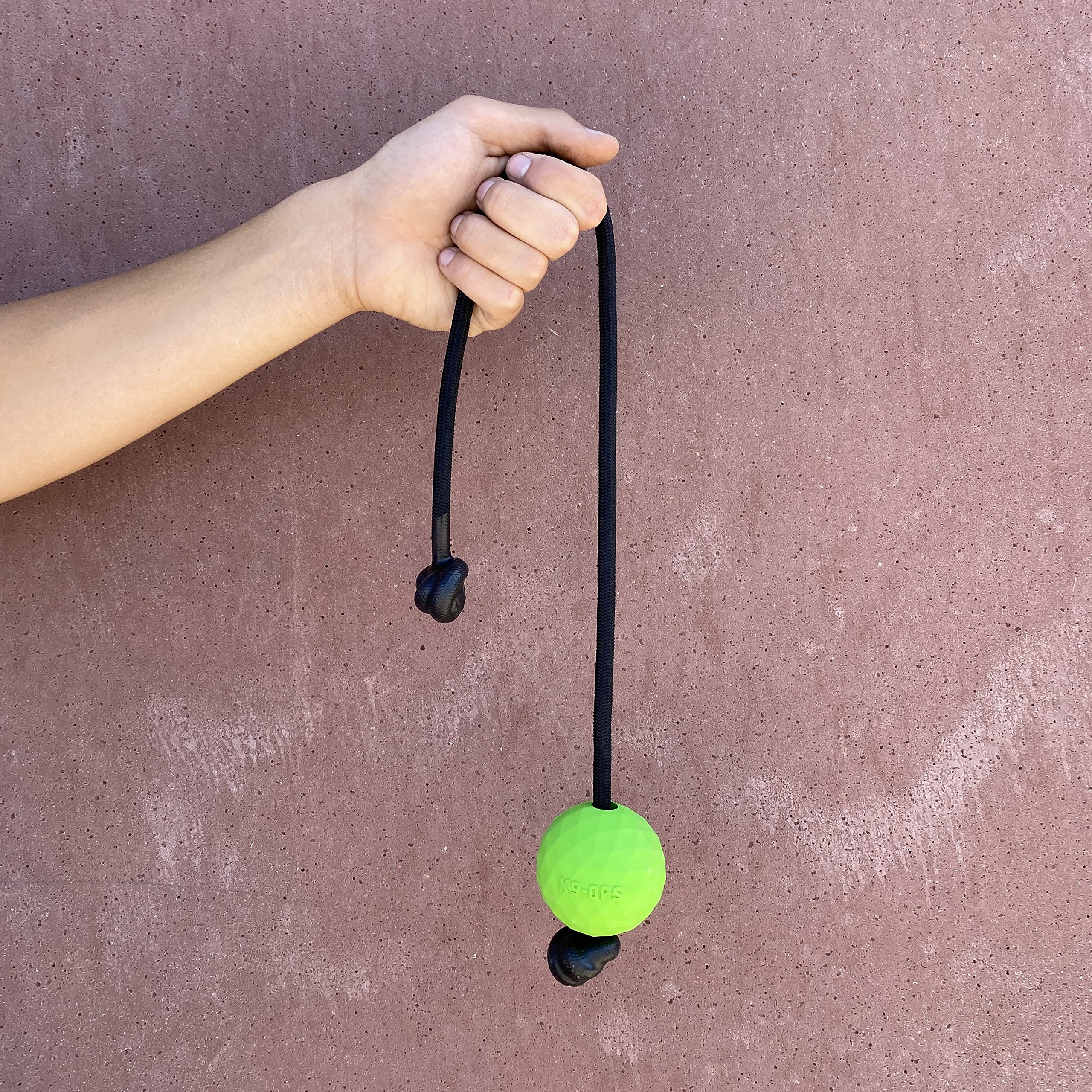 K9 Ops Dog Ball On A Rope Moki Tug Toy - Solid Rubber Fetch Training Reward - Large Dogs Durable Indestructible Chewers Pitbull