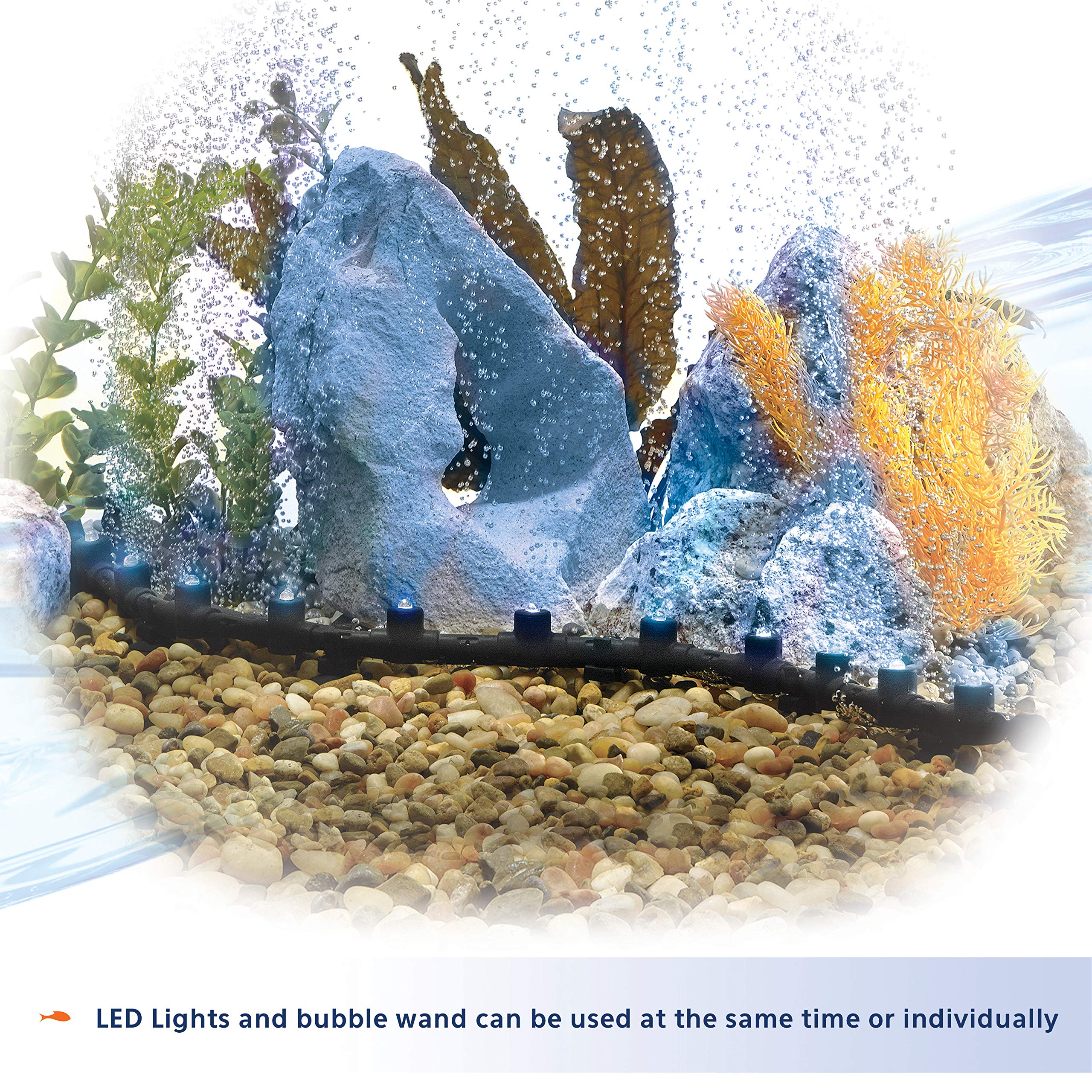 Aqueon Fish Tank Aquarium Flexible Led Accent Light And Bubble Wand, Blue, 14 Inch