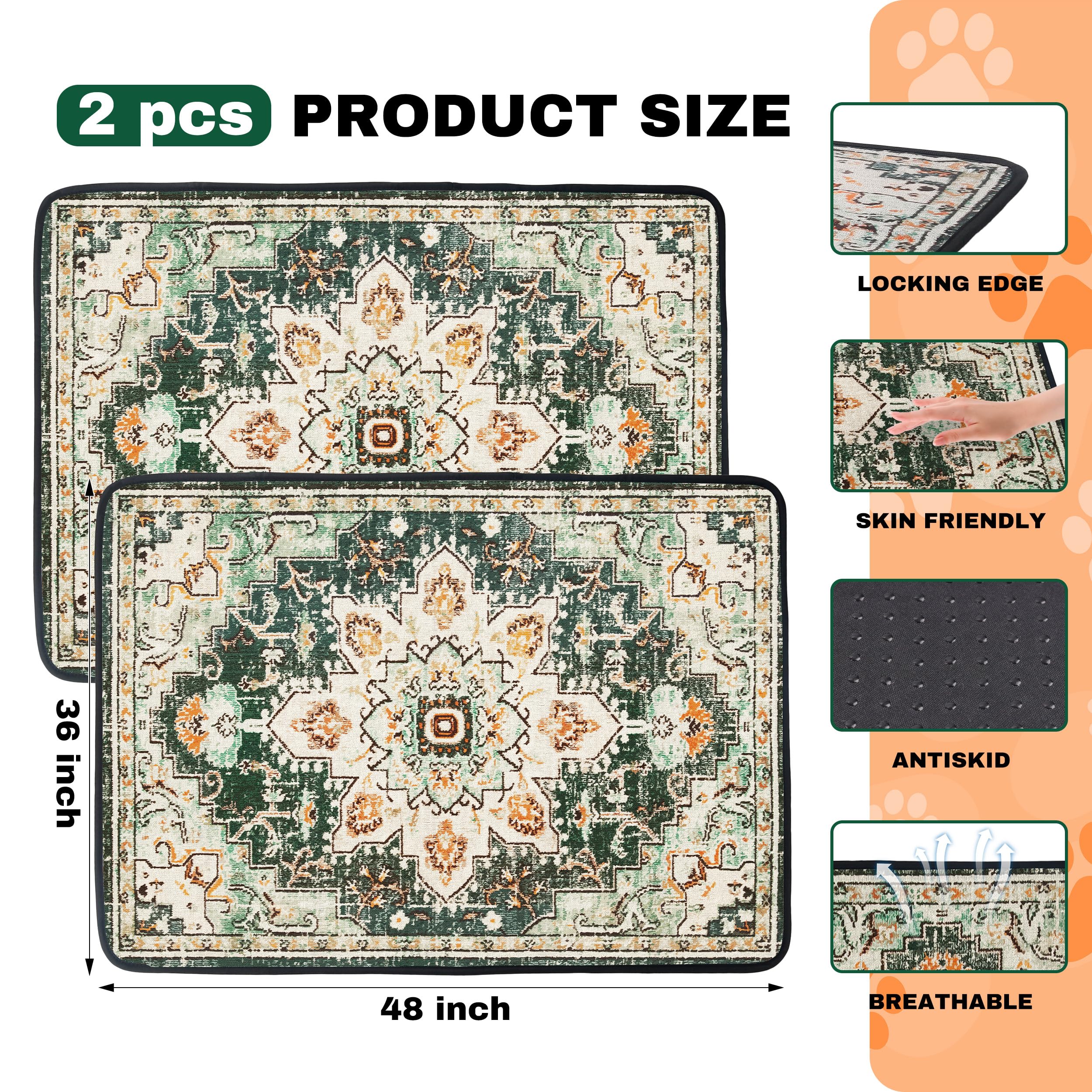 Patiencet Washable Pee Pads For Dogs, 36'' X 48'' Super Absorbent Leakproof Reusable Puppy Pads, 2 Pack Dog Training Pad Potty P