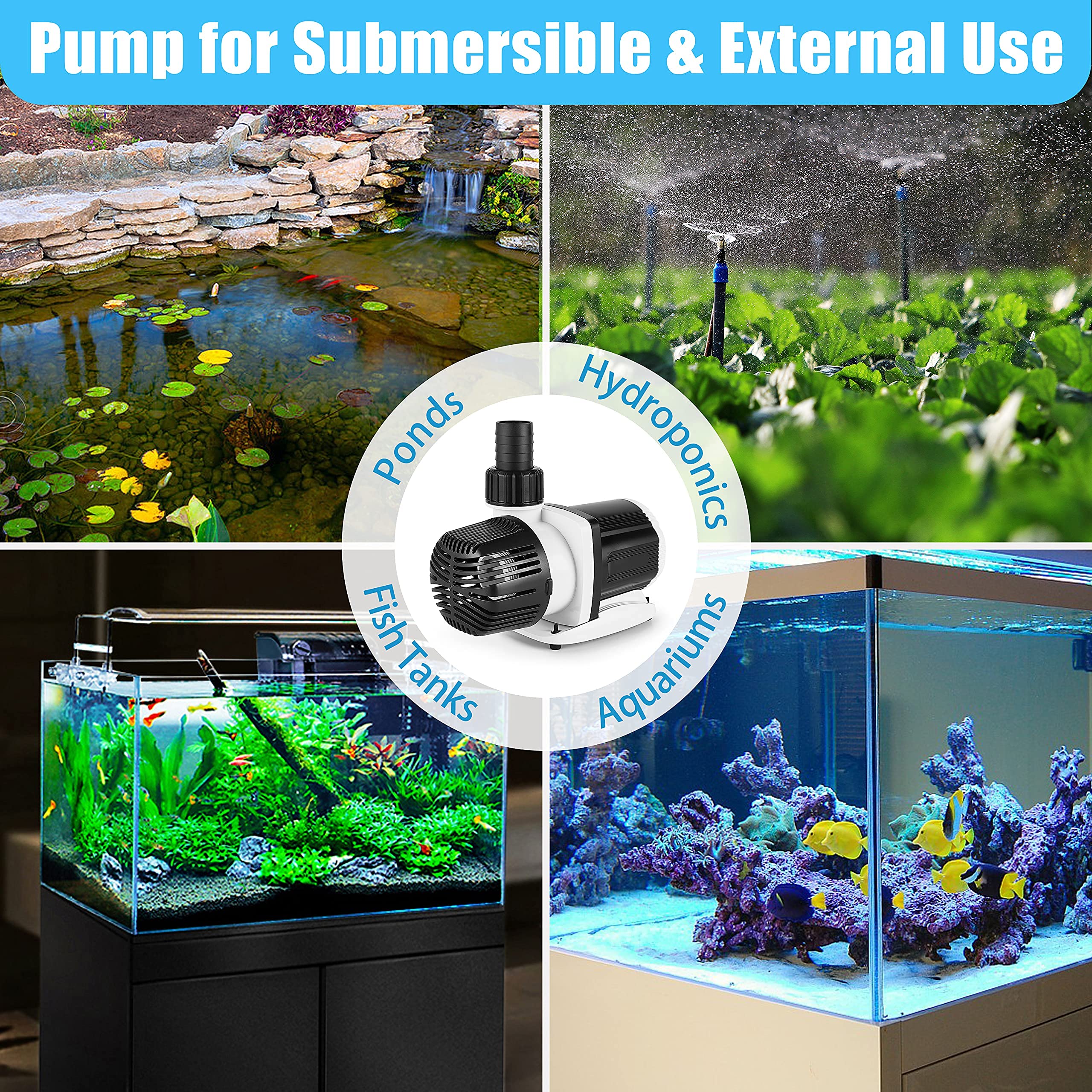 Orlushy Dc-12000 Controllable Dc Aquarium Pump 80W 3100Gph-Marine Wavemaker Return Pump With Sine Wave Controller For Salt/Freshwater Fish Reef Tank Sump Circulation